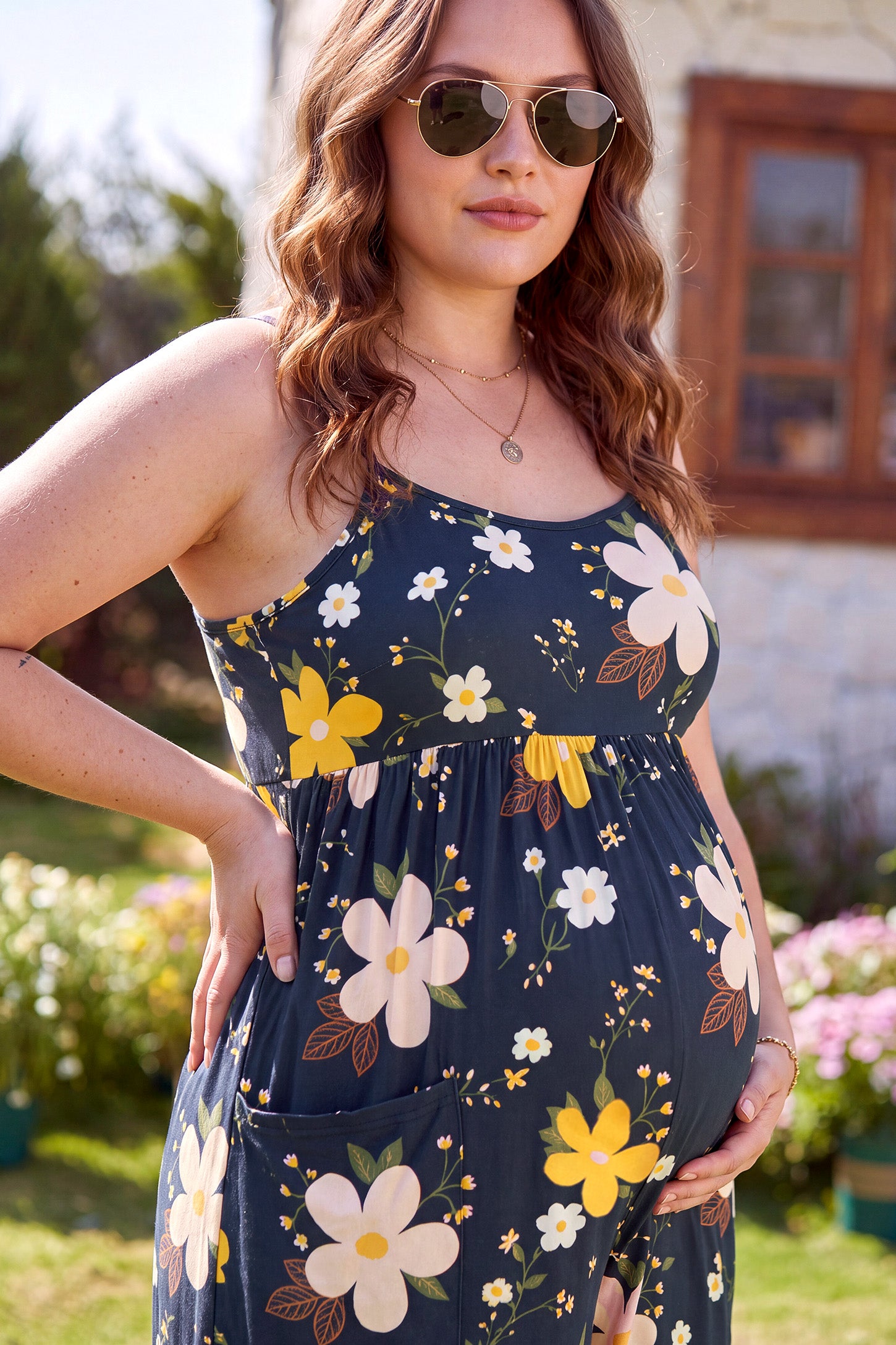 Grow-With-You High-Stretch Floral Maternity Jumpsuit