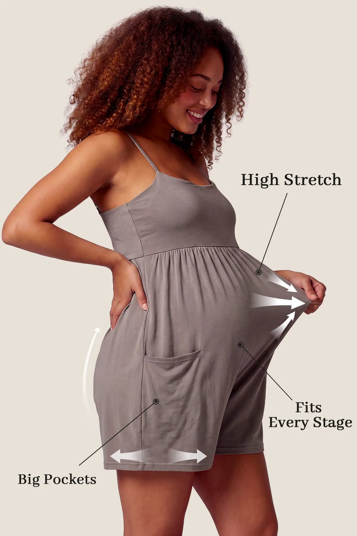 Spaghetti Strap Empire Waist Maternity Romper