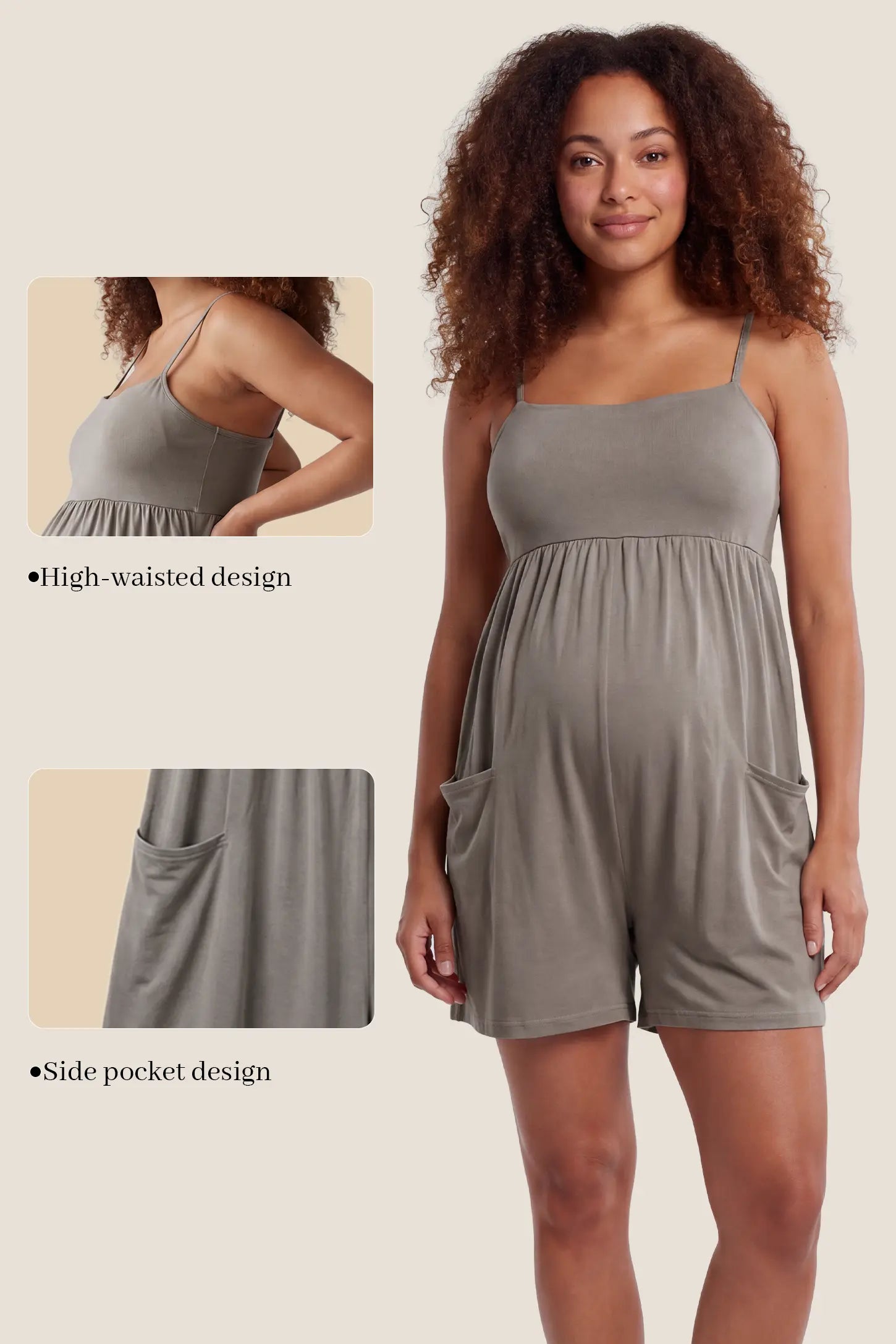 Spaghetti Strap Empire Waist Maternity Romper