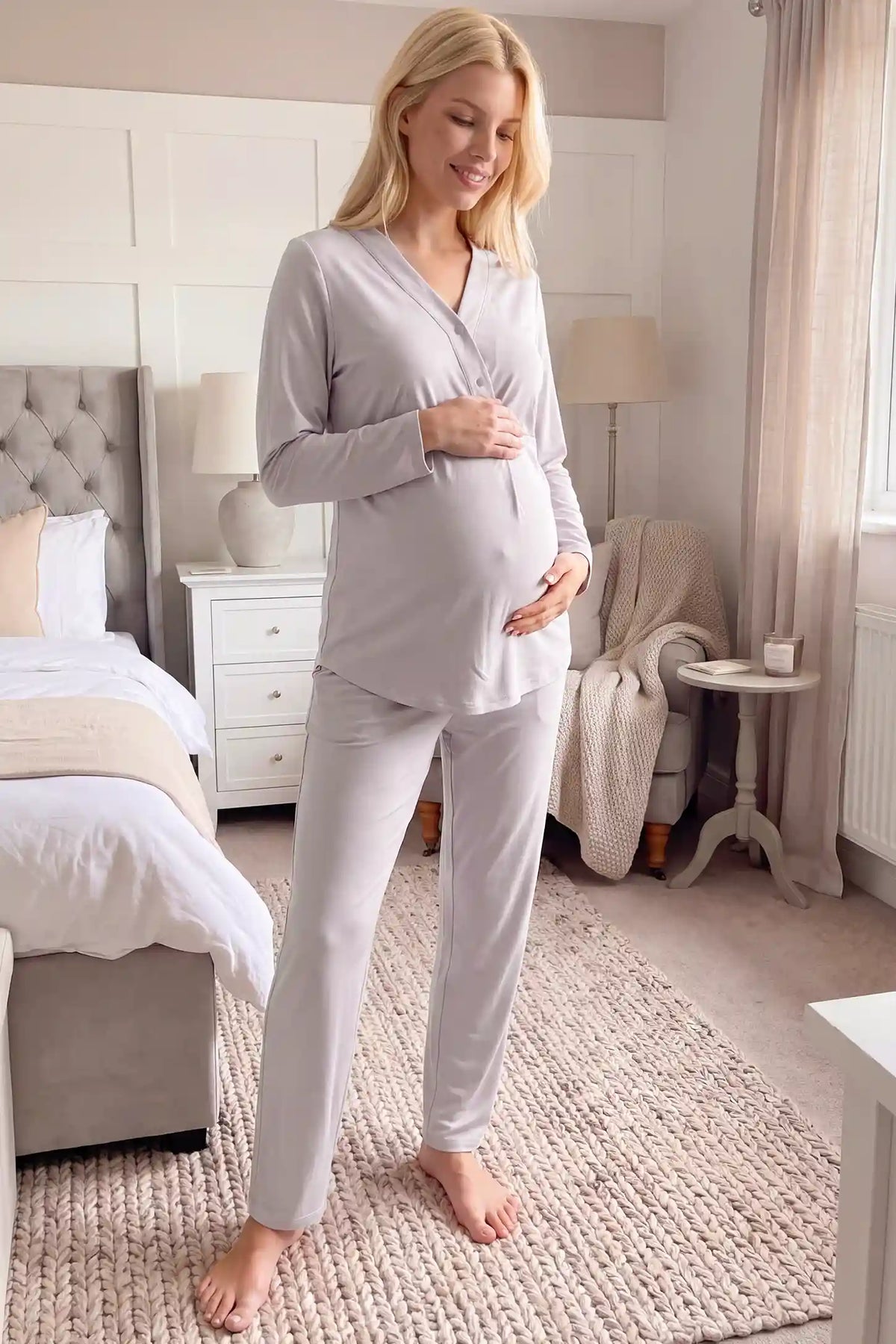 Cotton Maternity Nursing Pajama Set