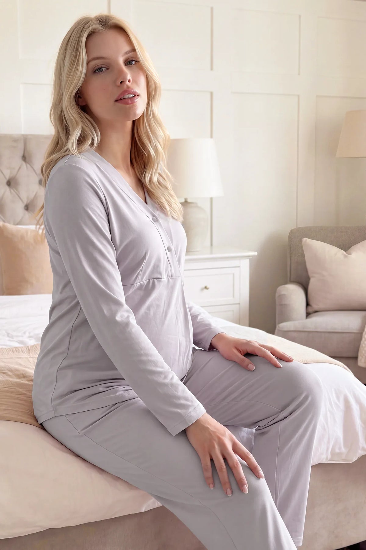 Cotton Maternity Nursing Pajama Set