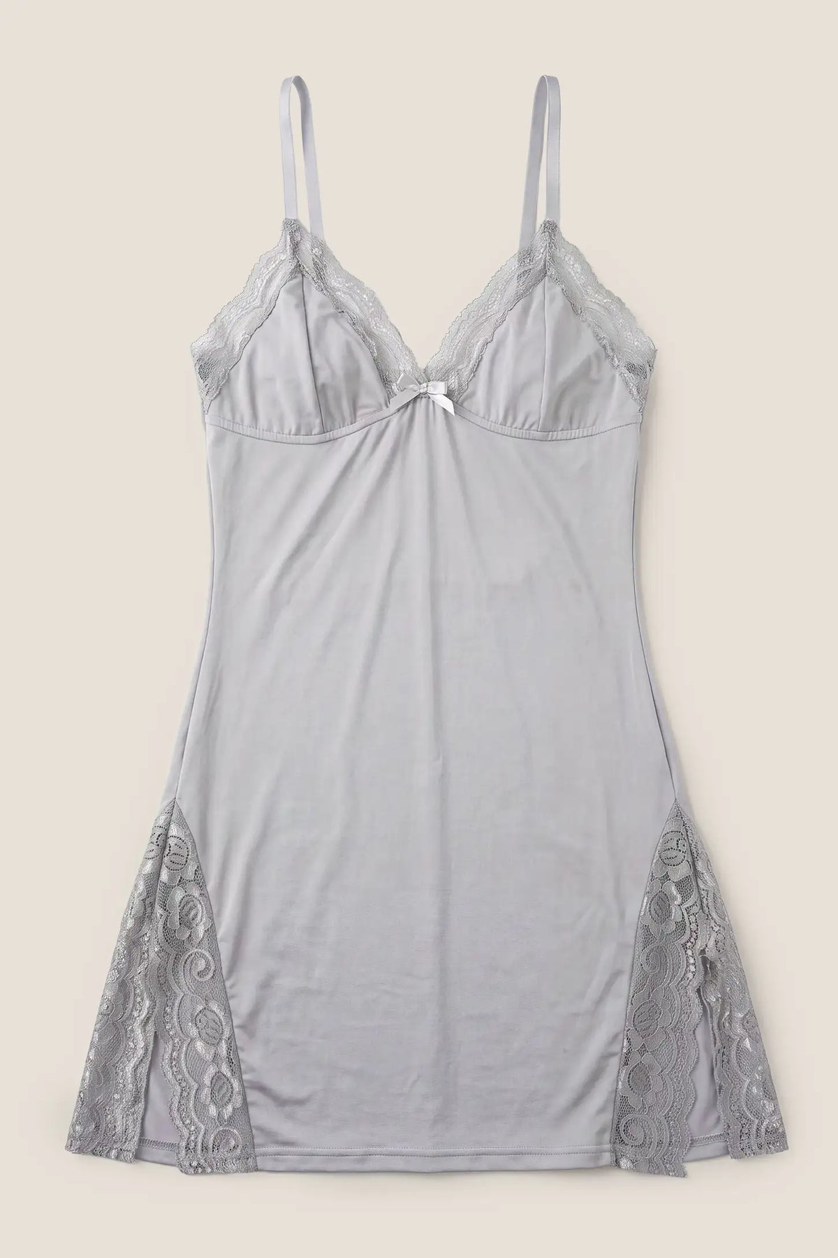 Side Slit Lace Maternity Babydoll Nightdress