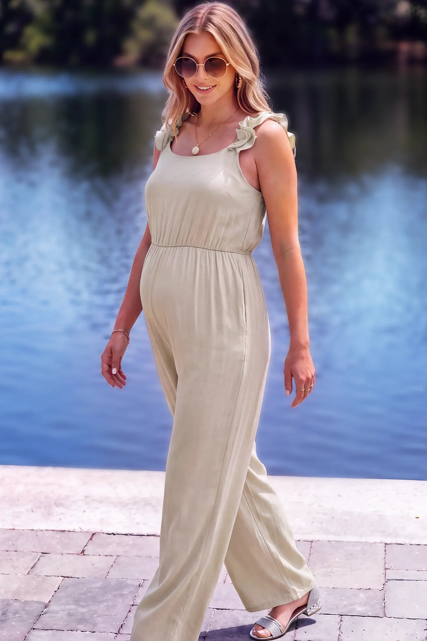 Ruffle Strap Wide Leg Jumpsuit