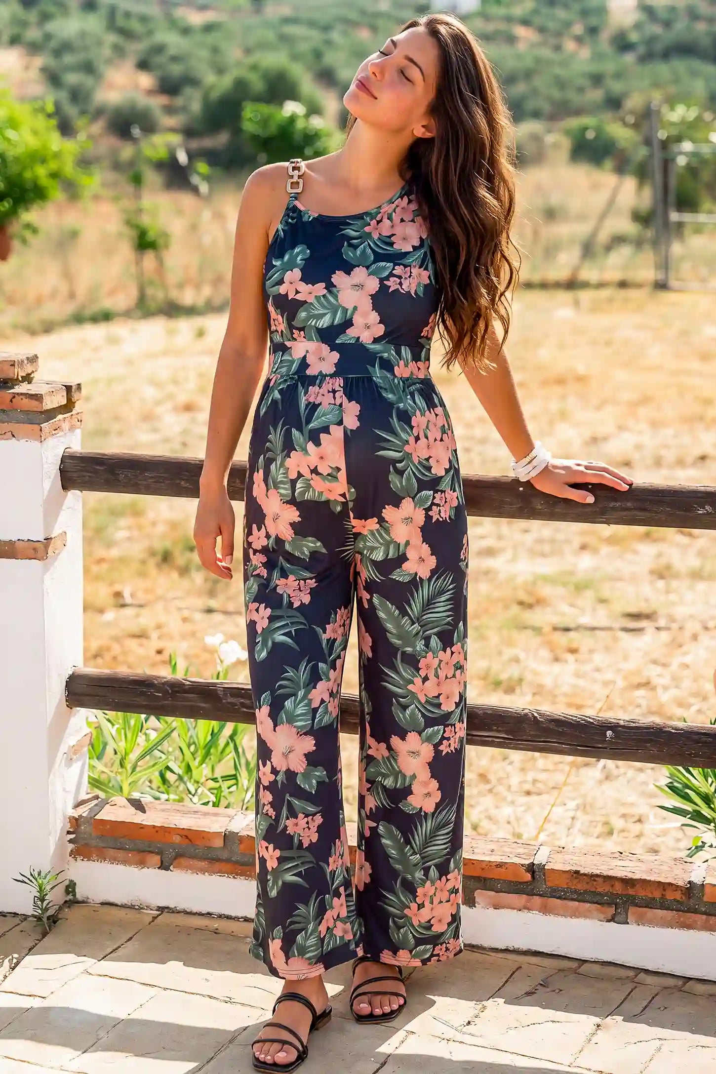 Floral Print Maternity Wide Leg Jumpsuit