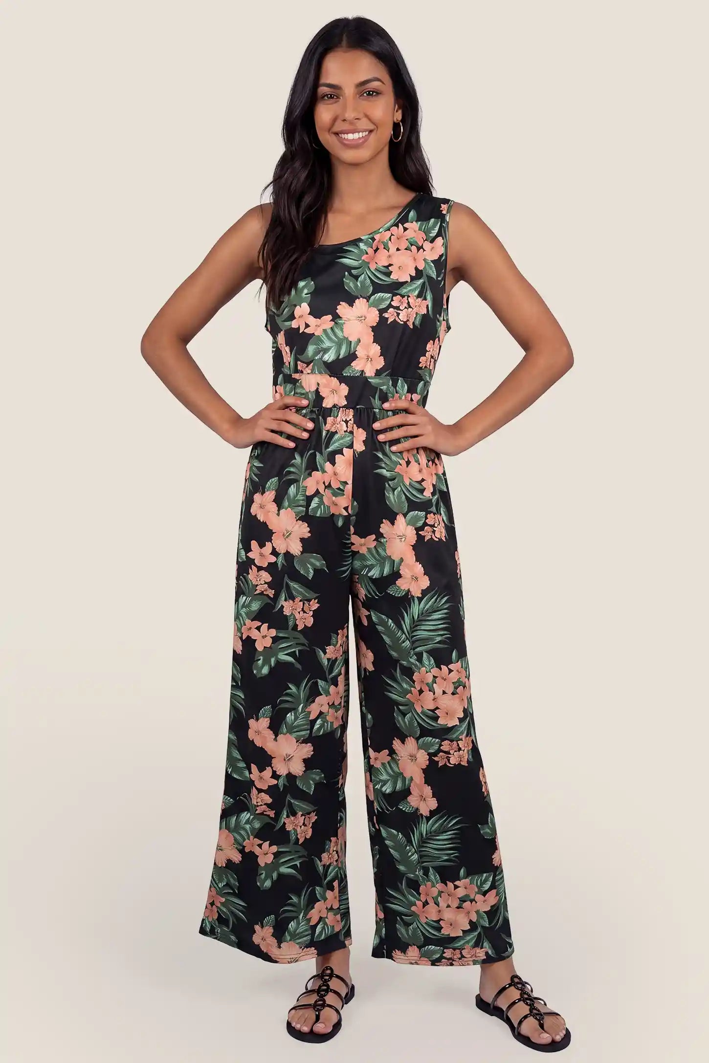 Floral Print Maternity Wide Leg Jumpsuit