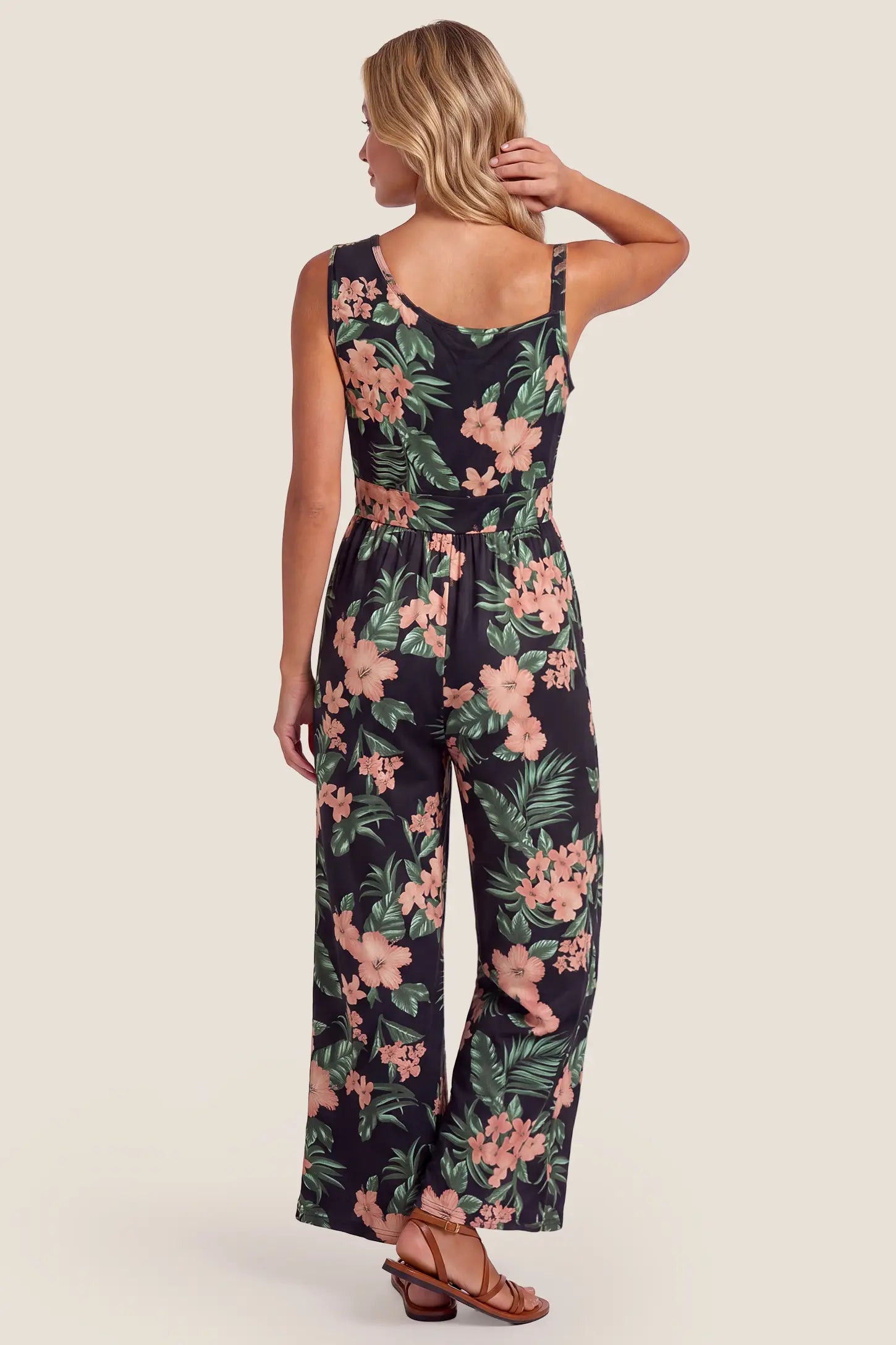 Floral Print Maternity Wide Leg Jumpsuit