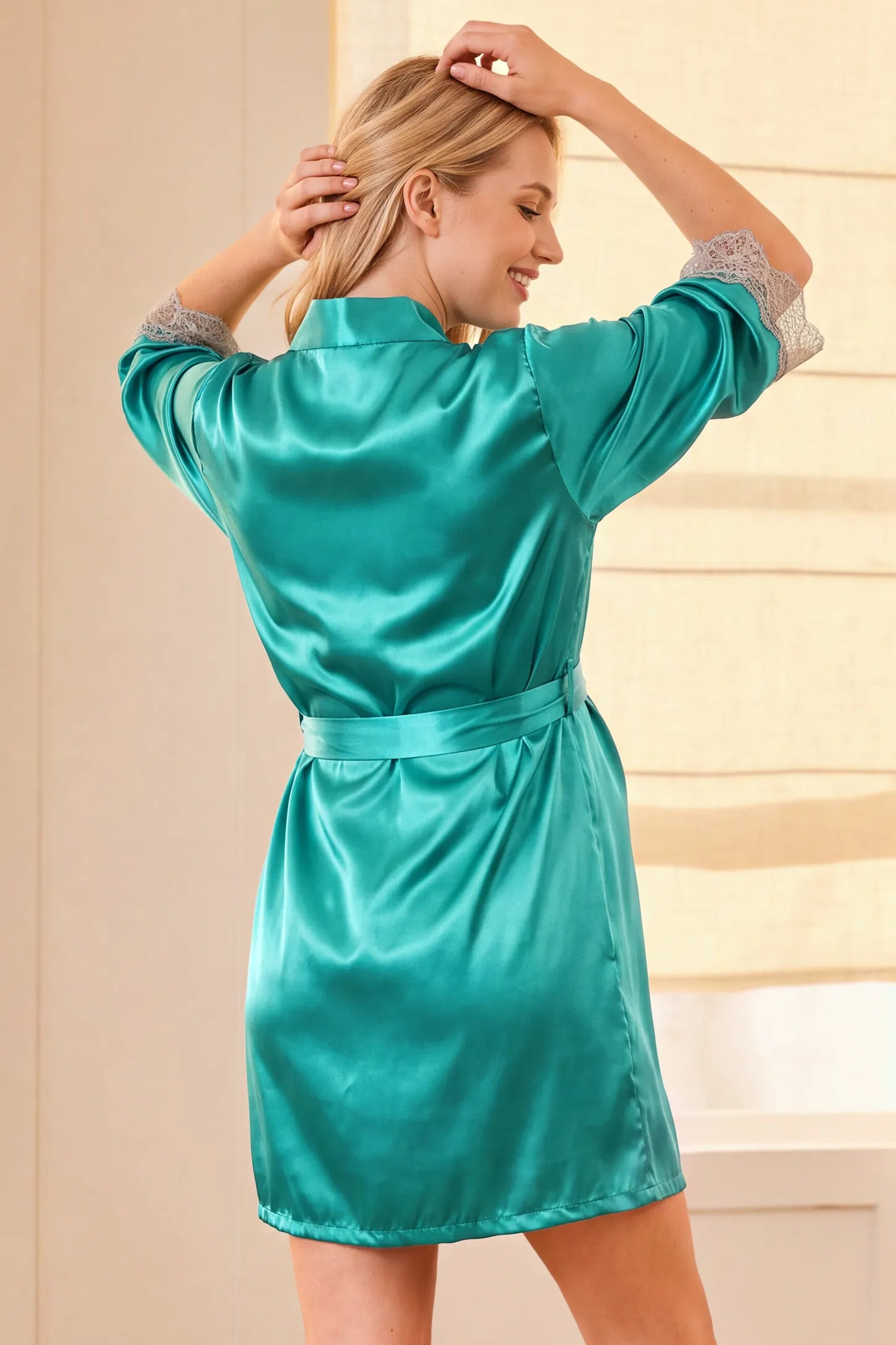 Lace-Trim Satin Maternity Sleep Set