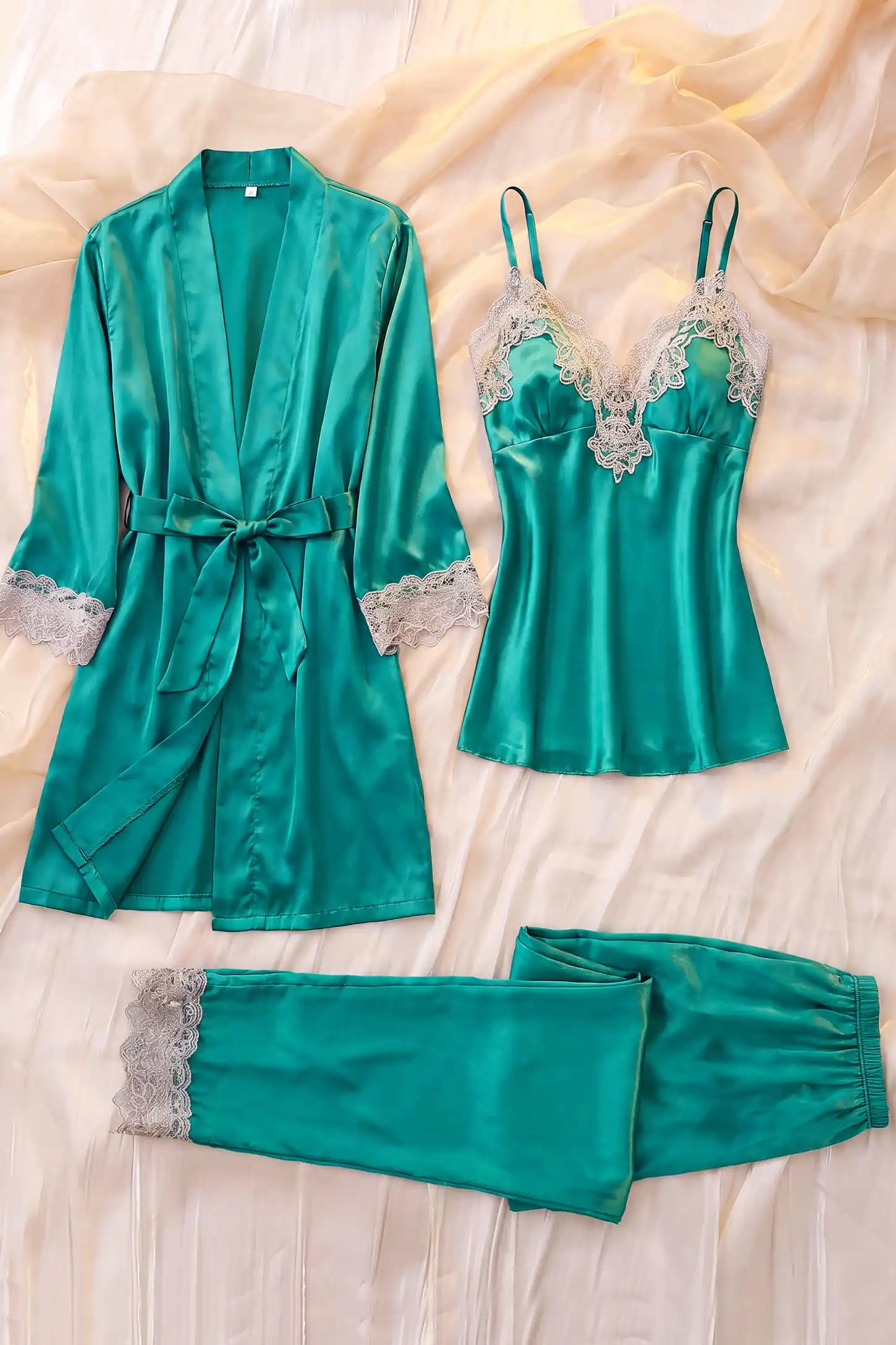 Lace-Trim Satin Maternity Sleep Set