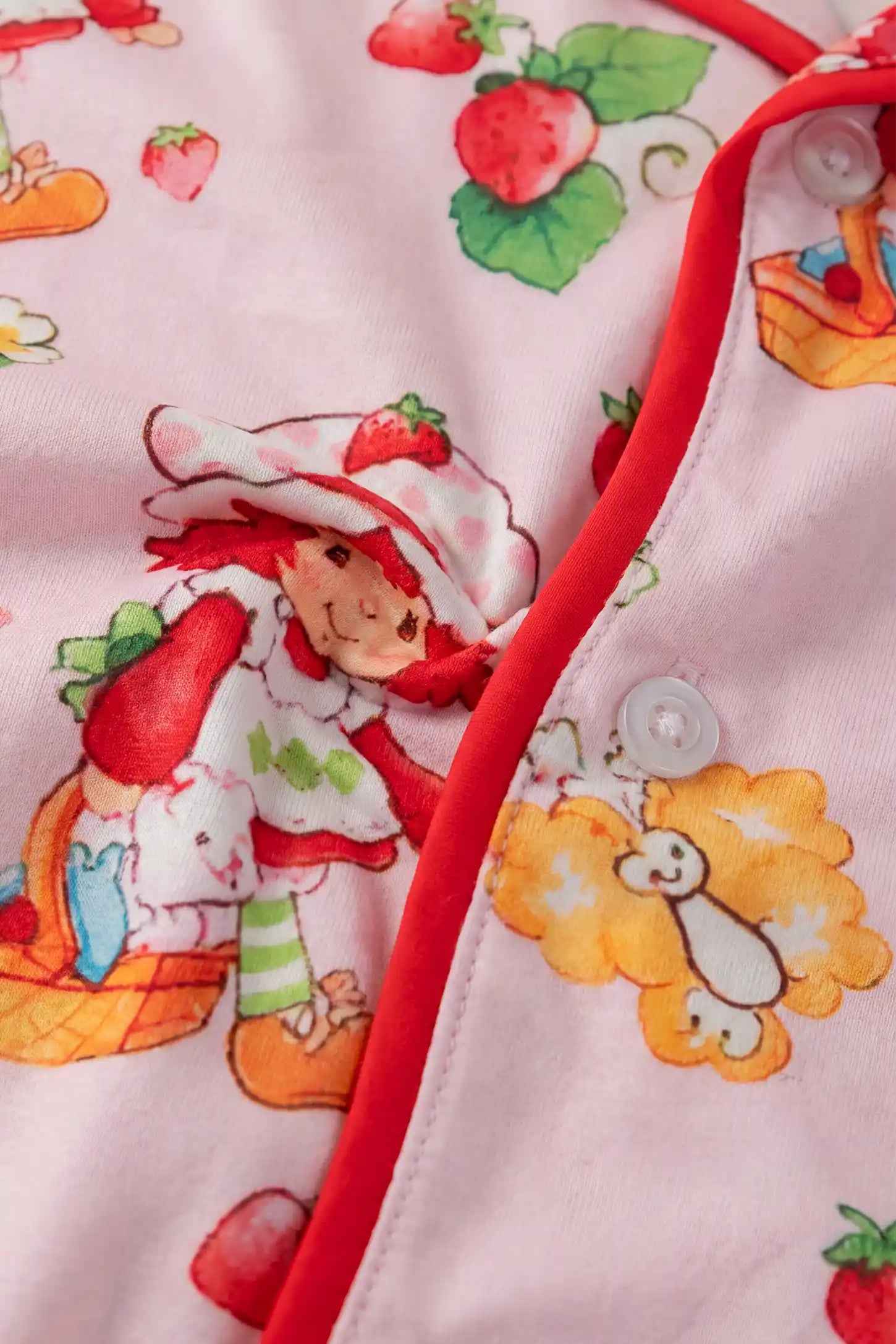 Strawberry Girl Print Satin Long Sleeve Pajama Set