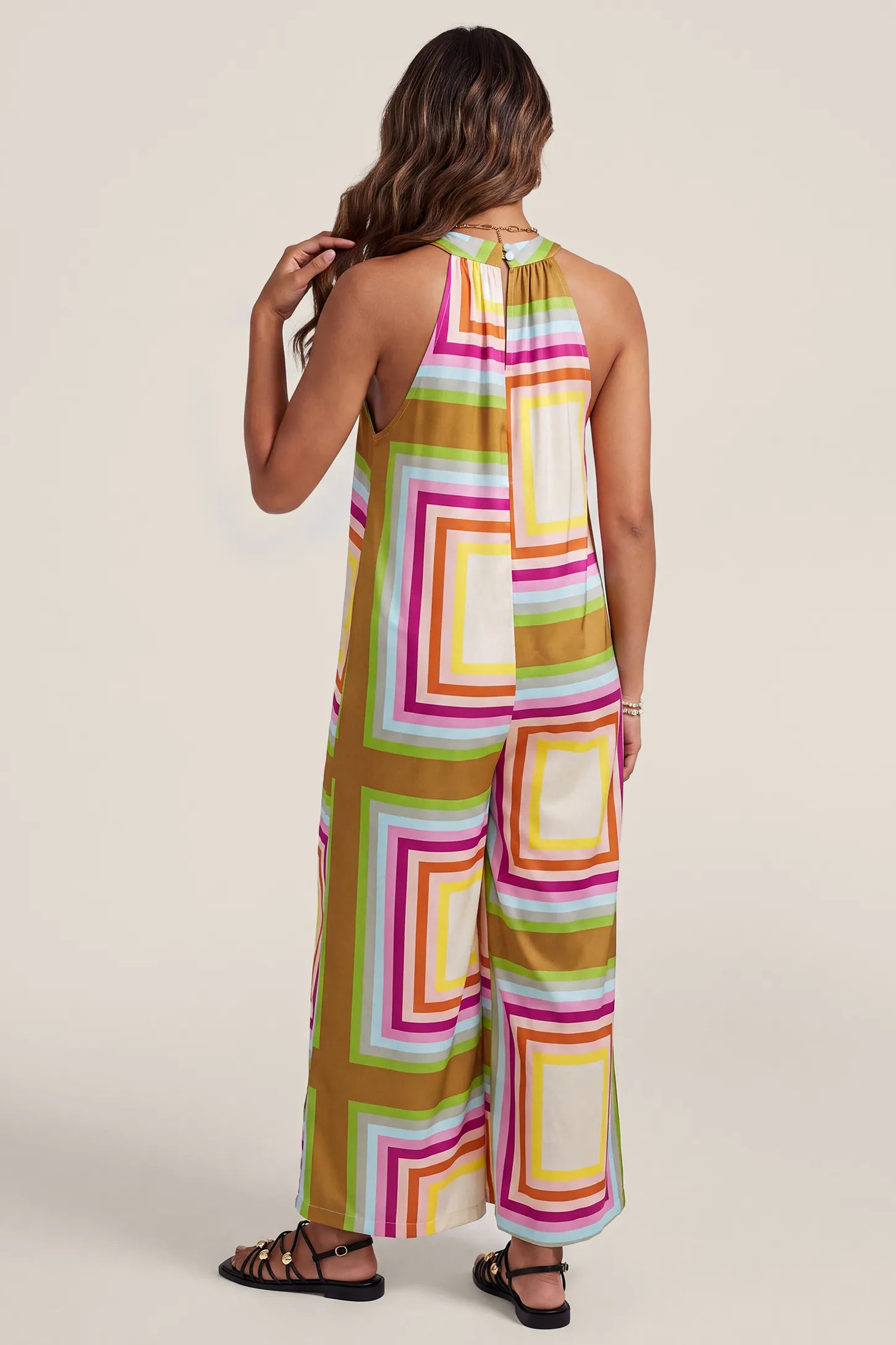 Boho Geometric Print Maternity Wide Leg Jumpsuit