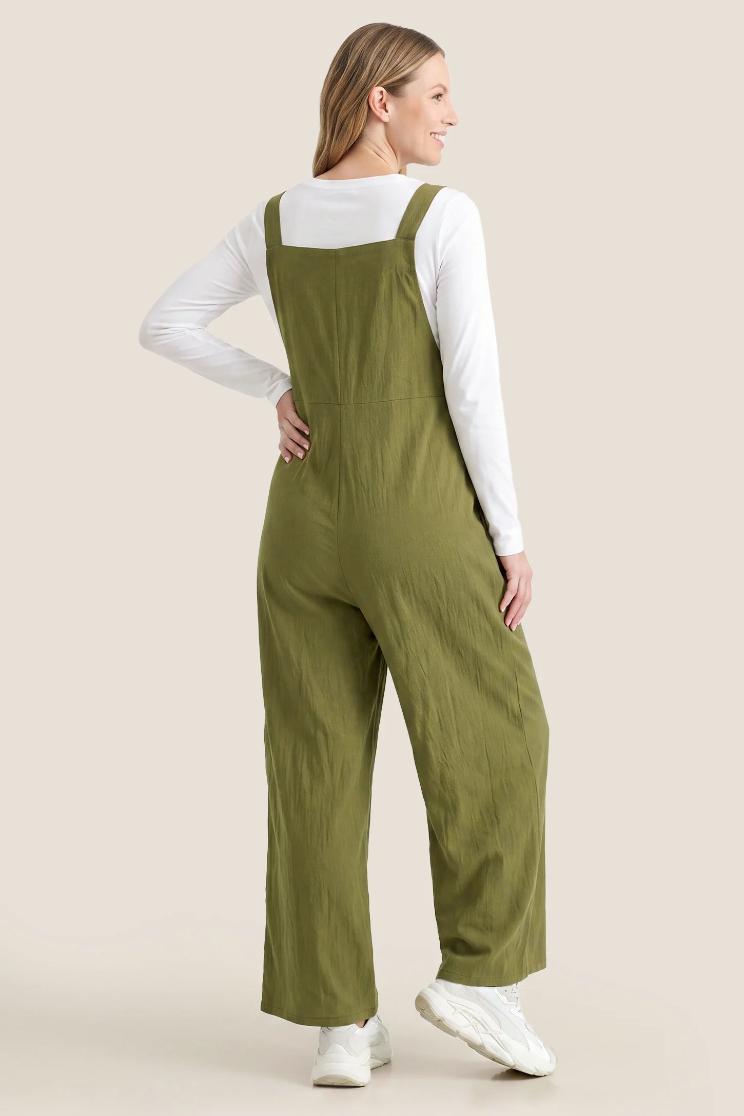 Full-Length Pocketed Maternity Overalls