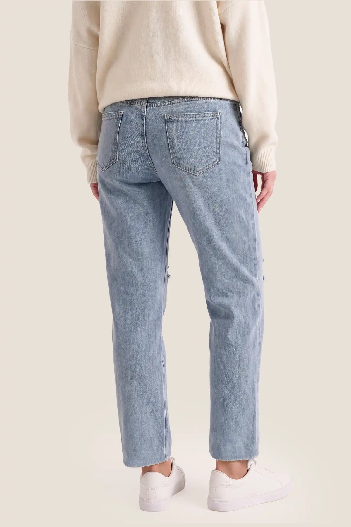 High-Waisted Distressed Maternity Jeans