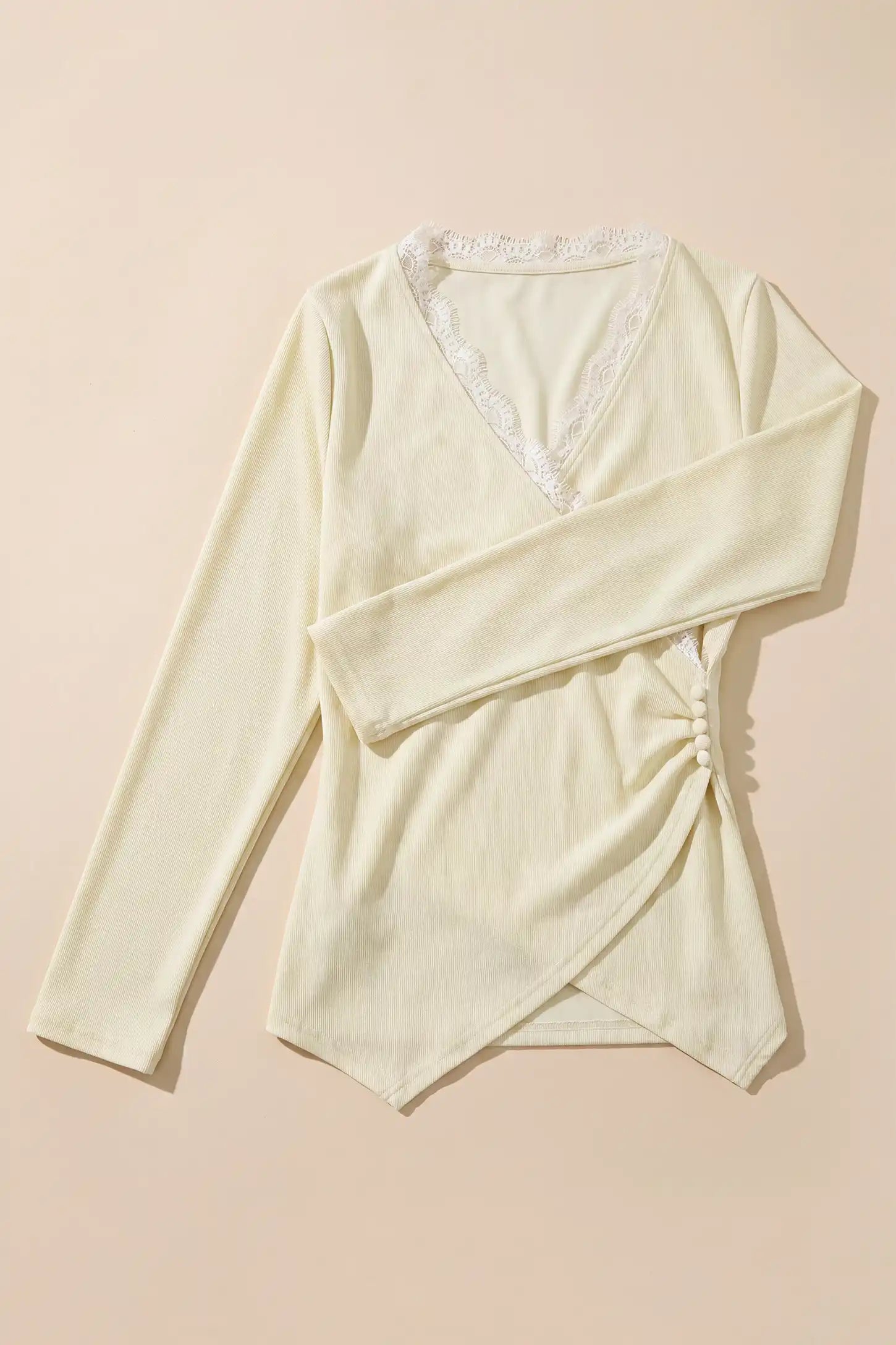 Lace Trim V-Neck Maternity Long Sleeve Top