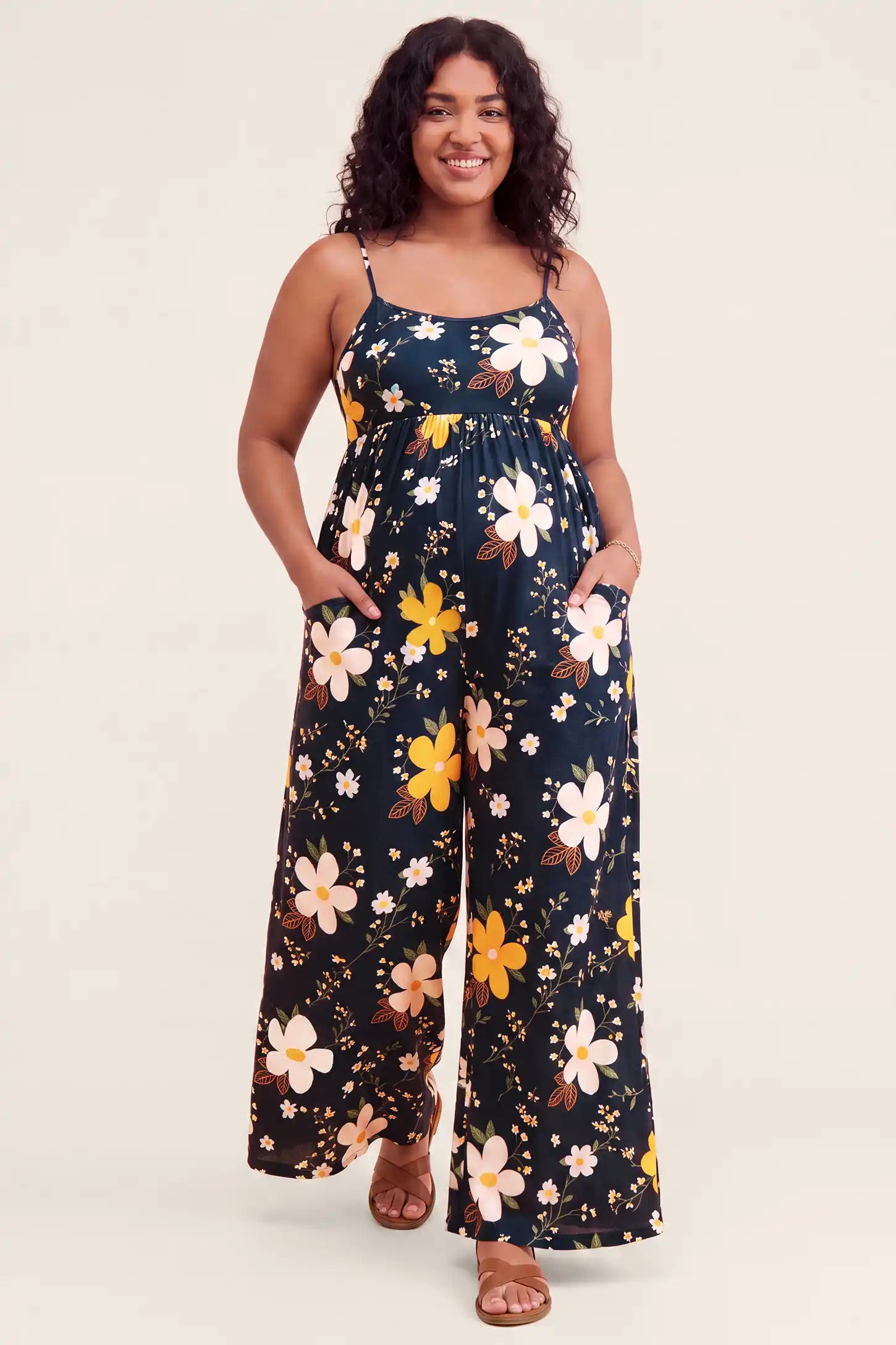 Grow-With-You High-Stretch Floral Maternity Jumpsuit