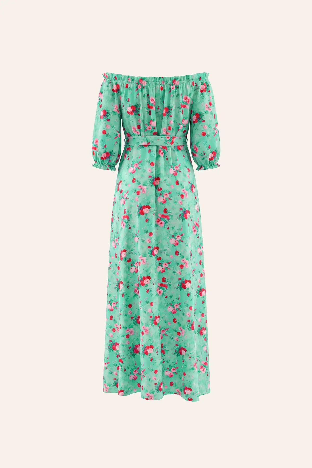 Off Shoulder Flounce Sleeve Floral Maternity Maxi Dress