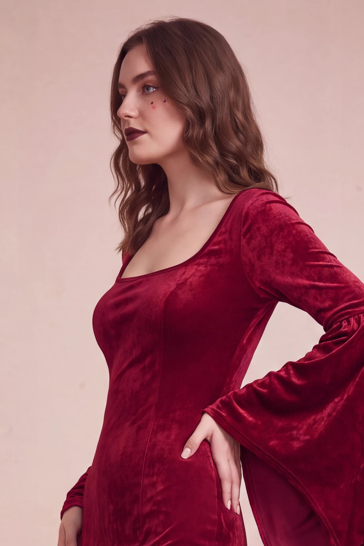Scoop Neck Long Sleeve Halloween Maternity Maxi Dress