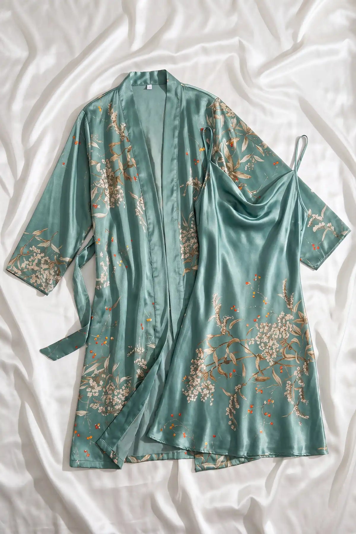 Floral Faux Silk Maternity Pajamas & Robe