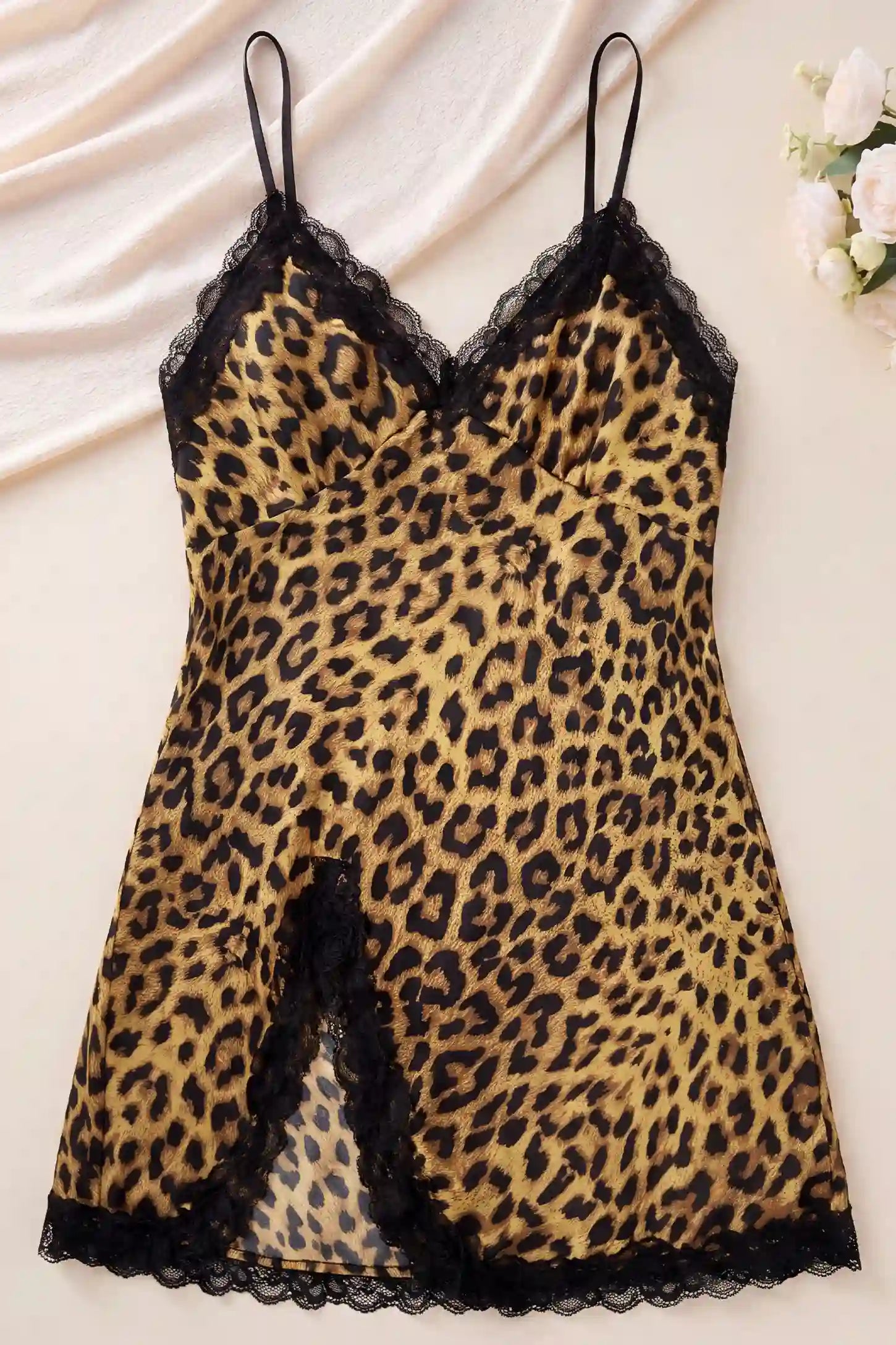 Leopard Satin Maternity Nightdress