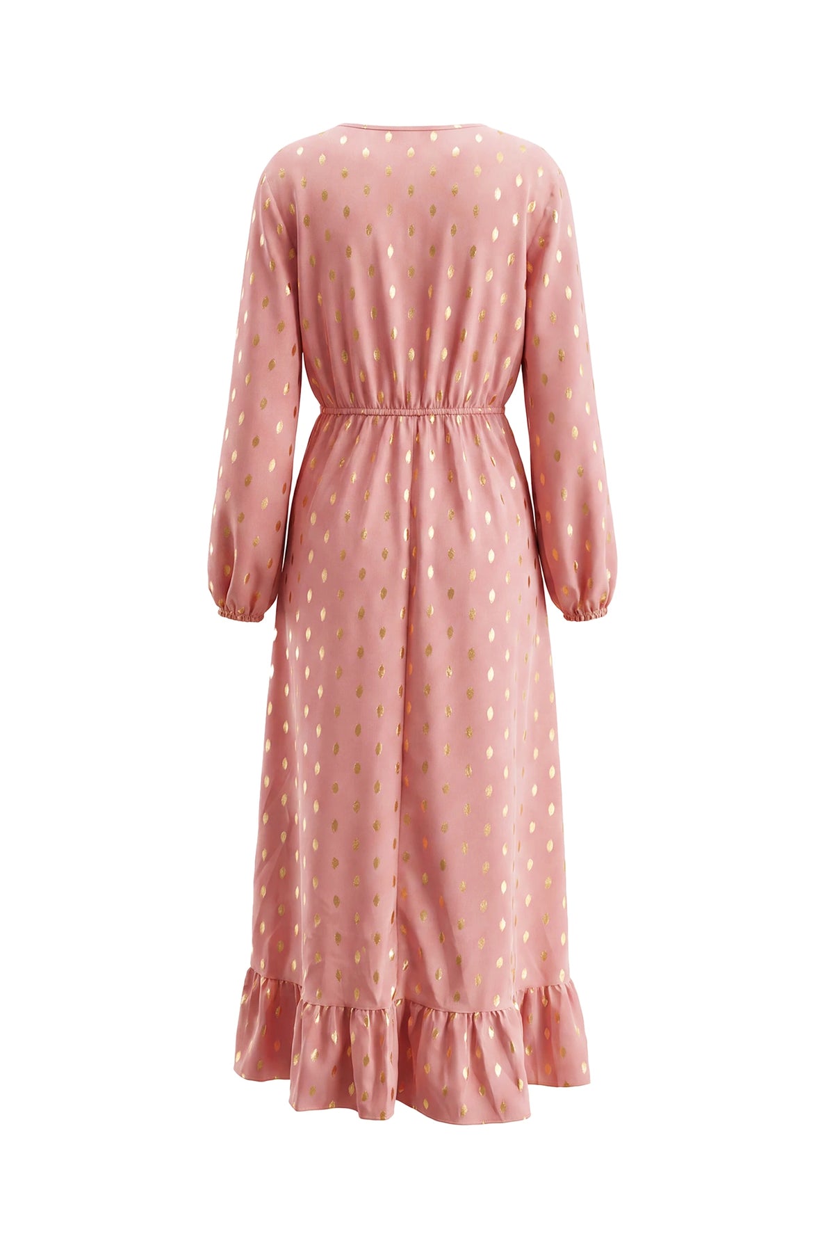 V Neck Long Sleeve Polka Dot Maternity Maxi Dress