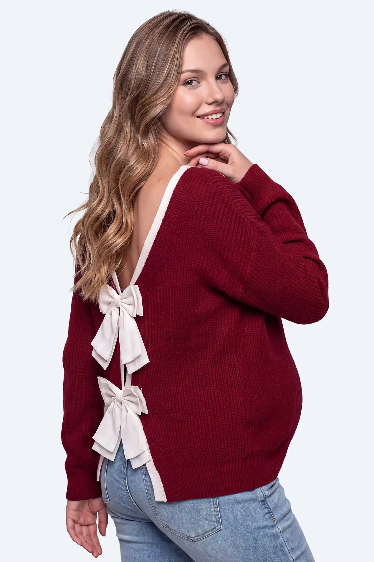 Maternity Bow-Back Knit Sweater