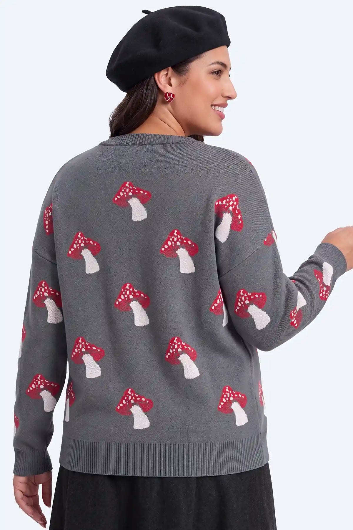 Maternity Mushroom Print Knit Sweater