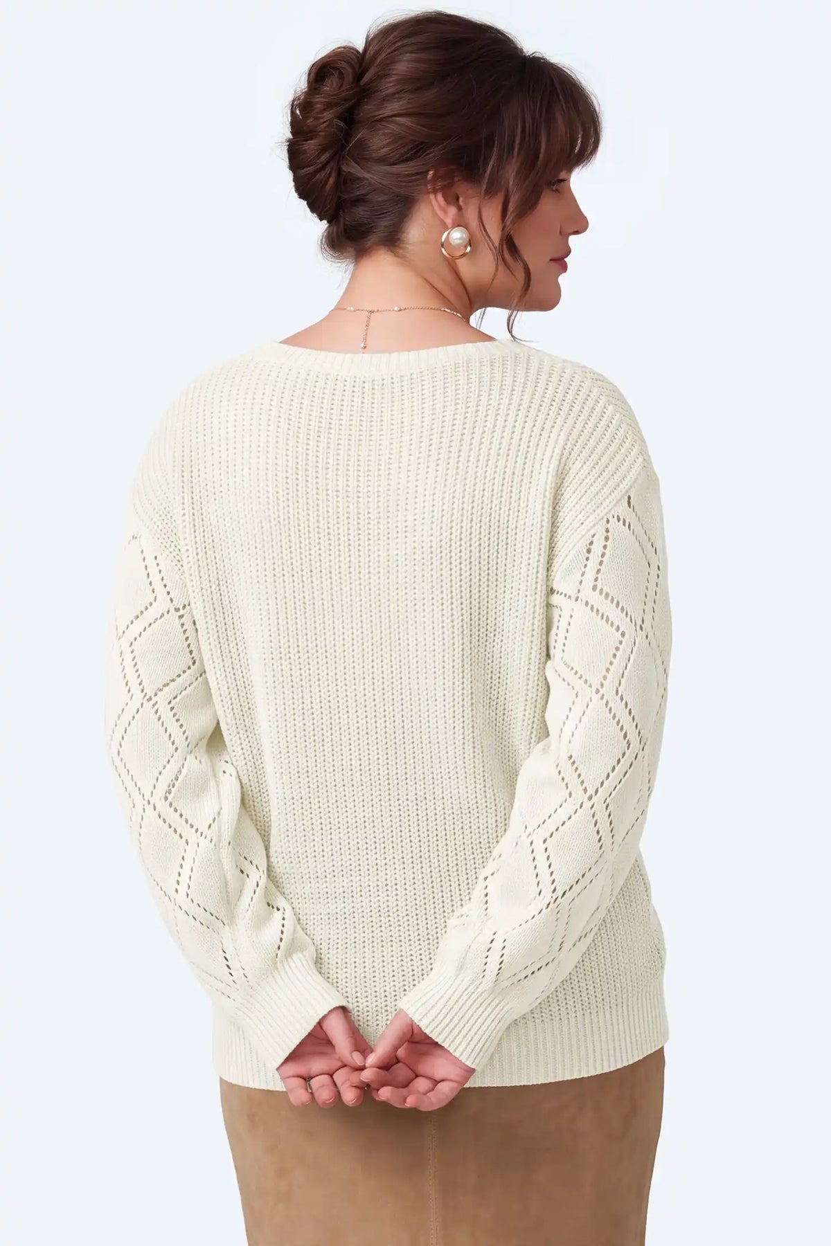 Contrast Lace-Trimmed Maternity Pullover Sweater