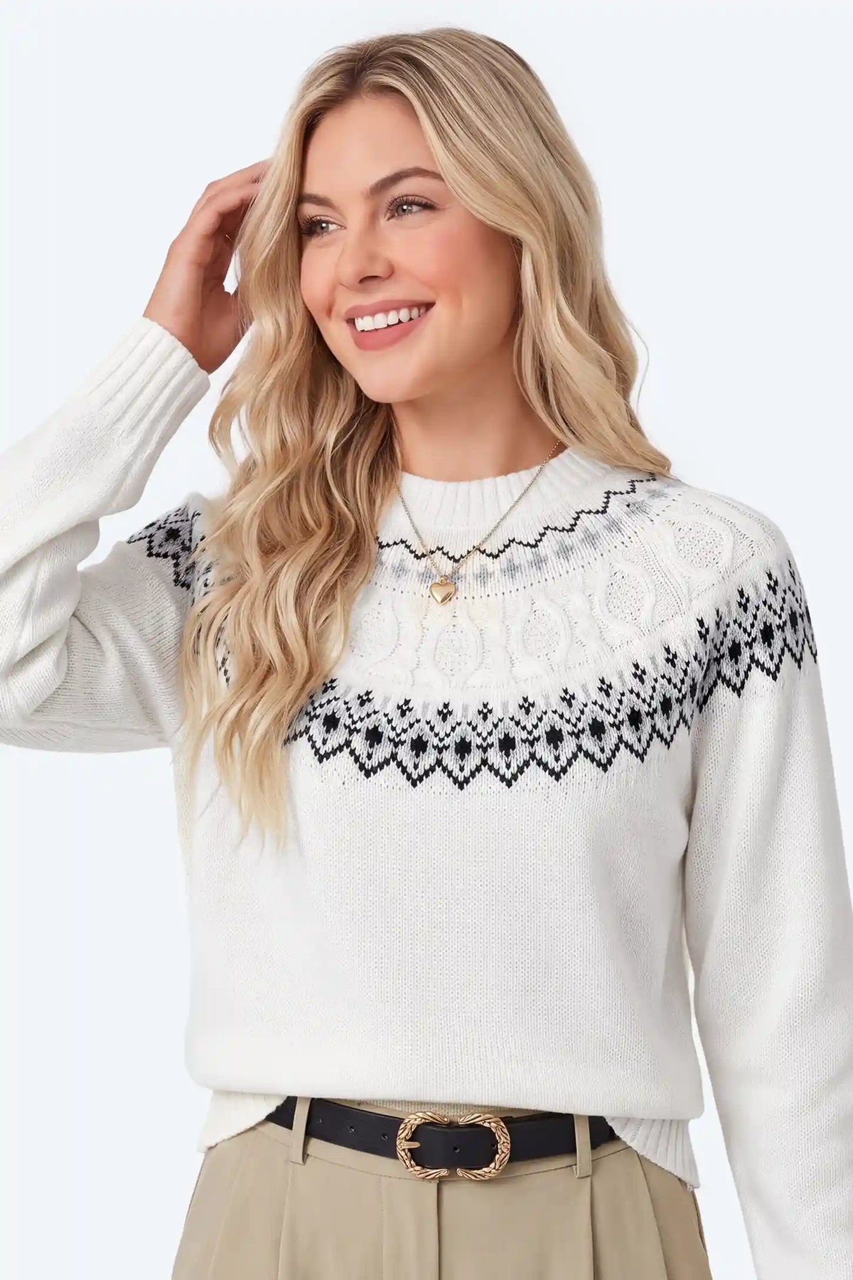 Fair Isle Cable Knit Maternity Sweater