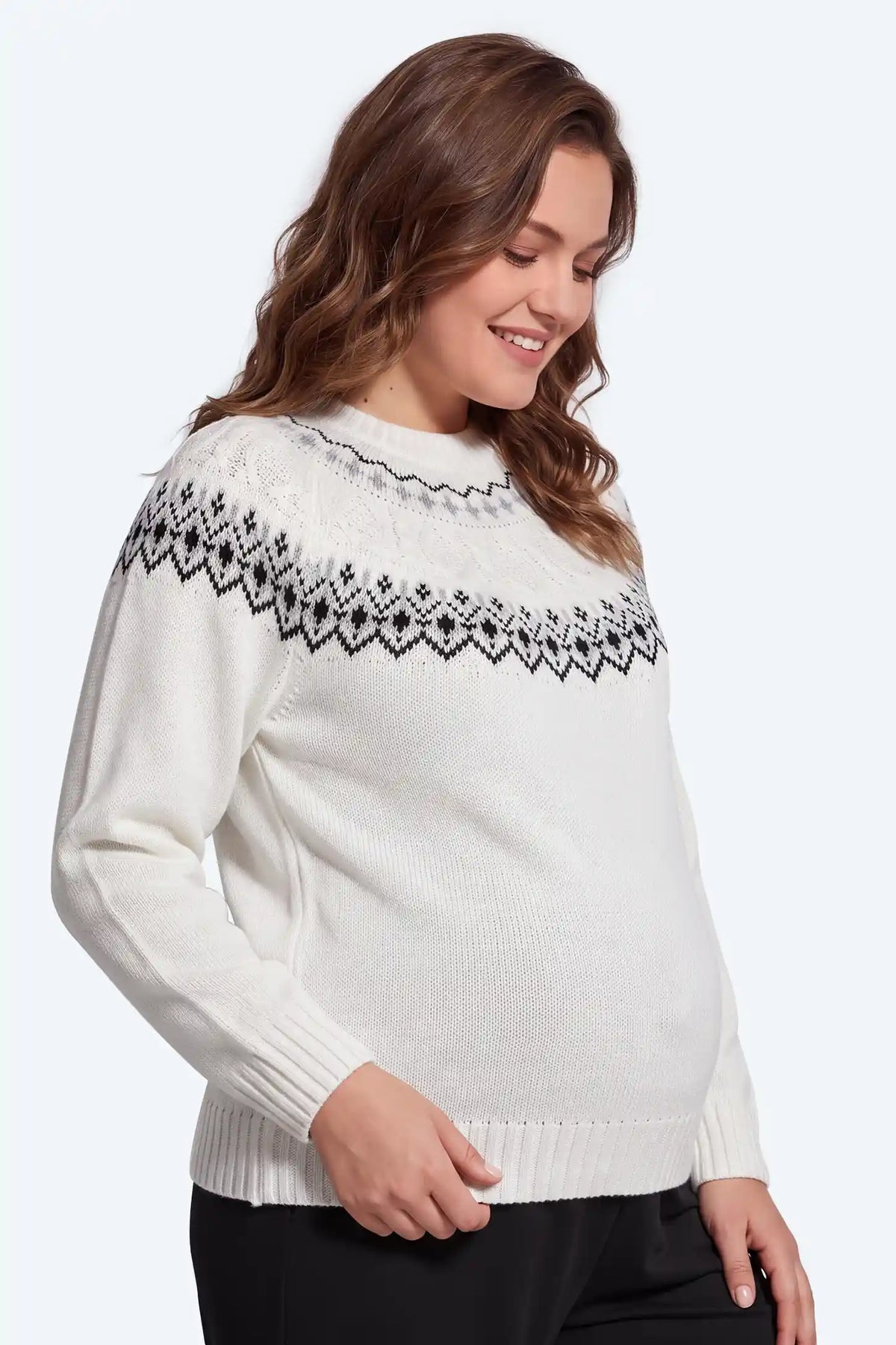 Fair Isle Cable Knit Maternity Sweater