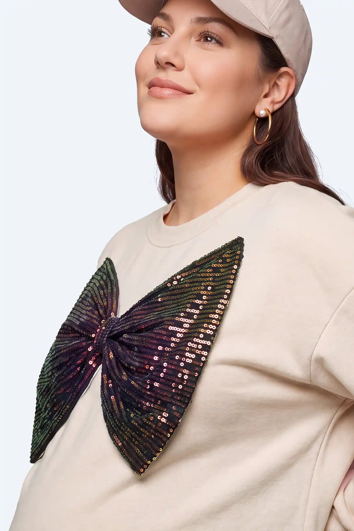 Maternity Oversized Sequin Bow Sweatshirt
