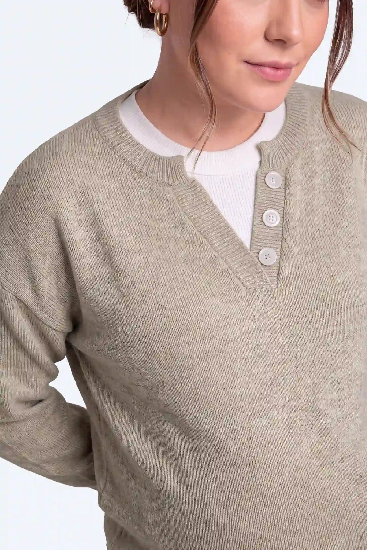 Layered-Look Button-Detail Maternity Sweater