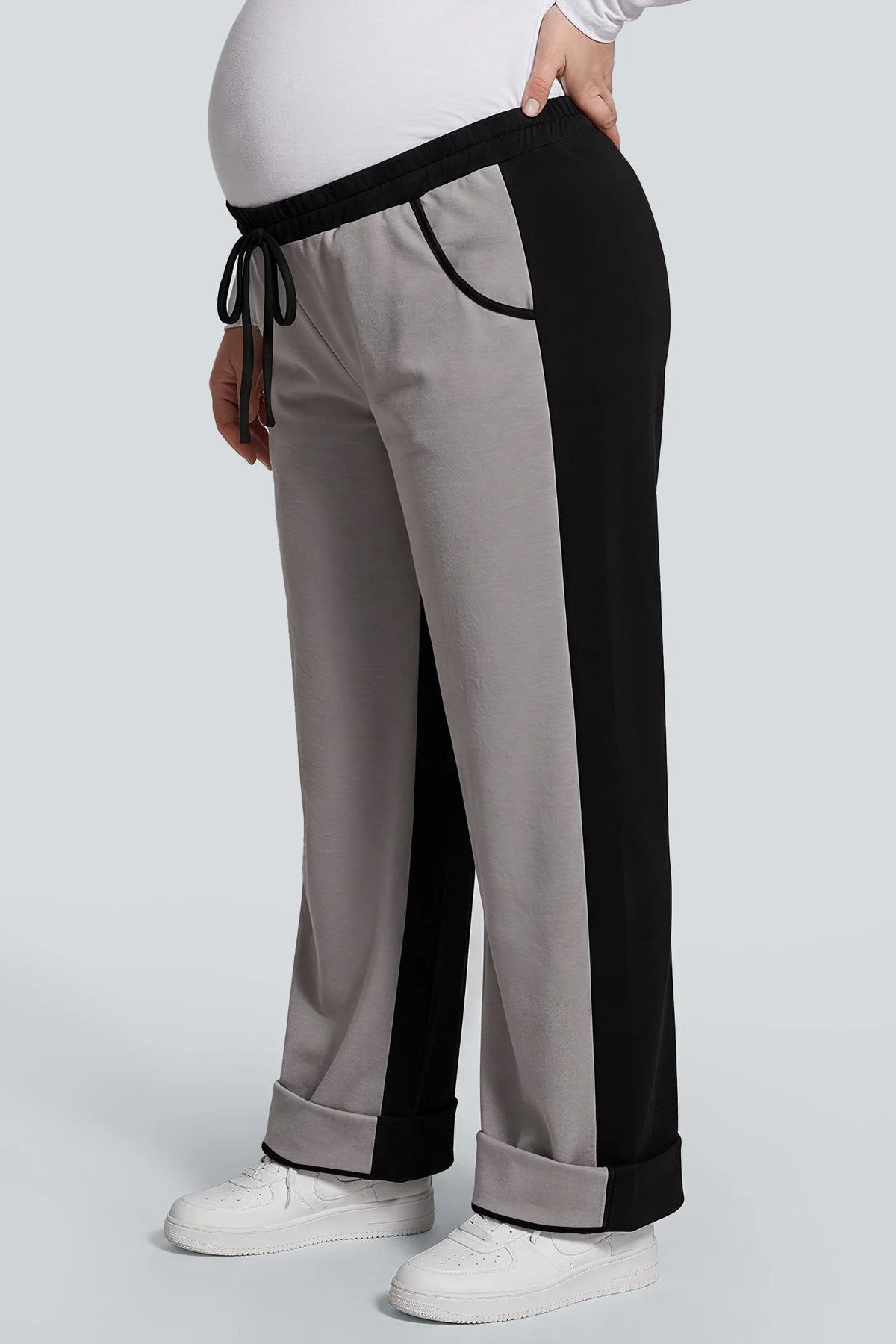 Contrast  Maternity Wide-Leg Pants