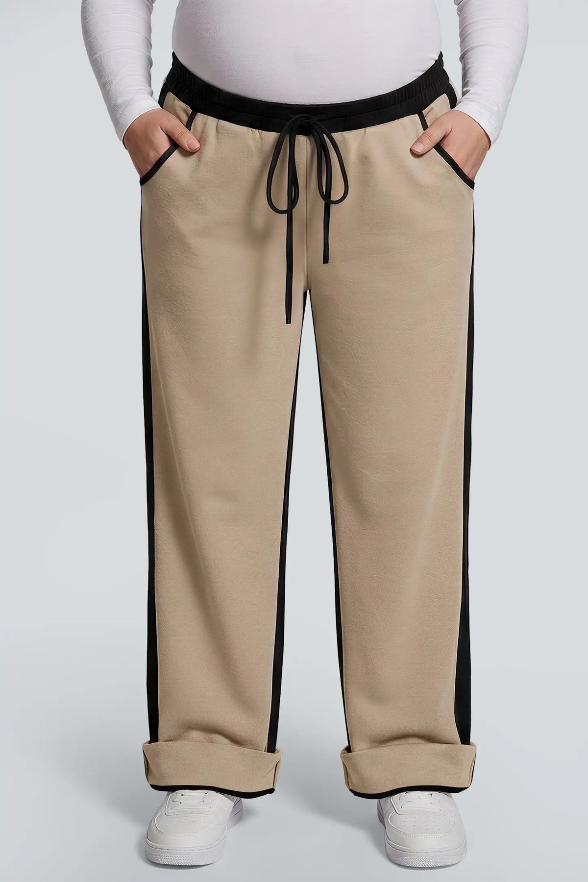 Contrast  Maternity Wide-Leg Pants