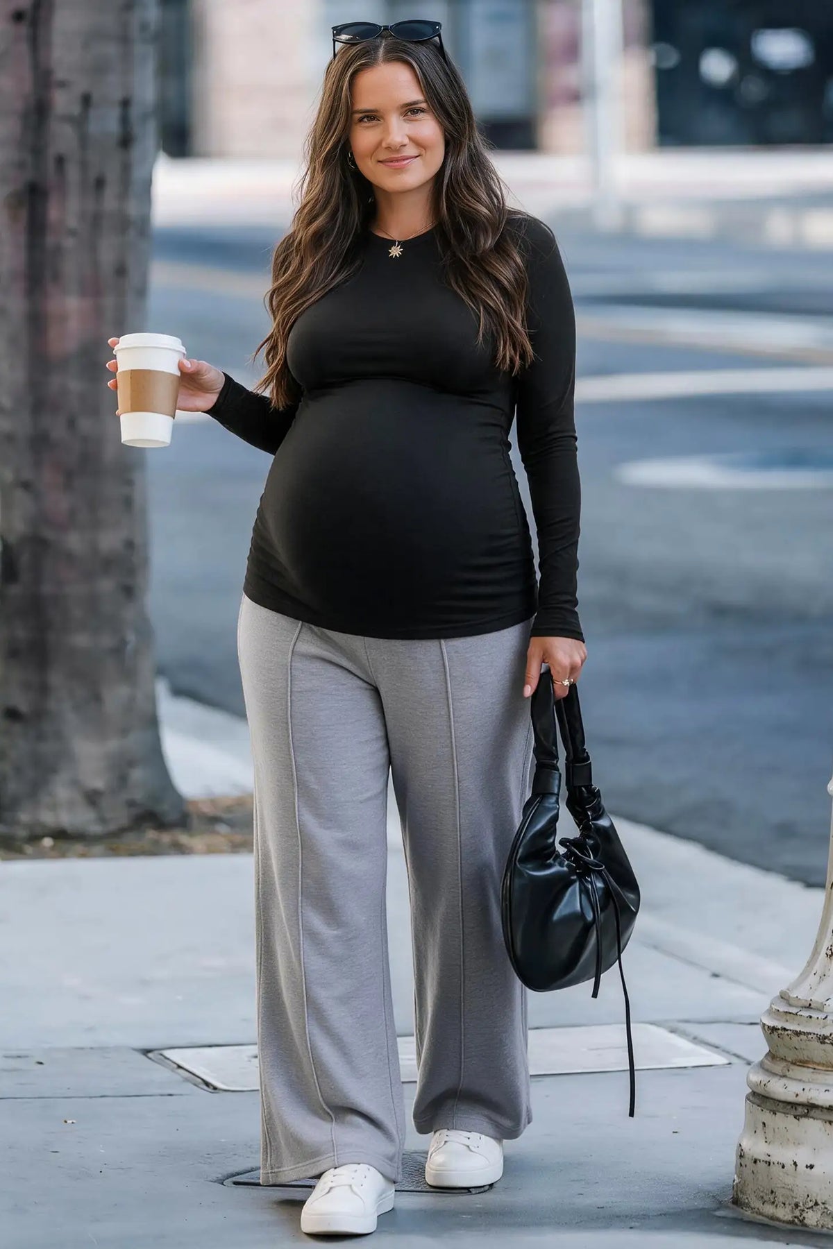 Maternity Low Rise Foldover Wide Leg Pants