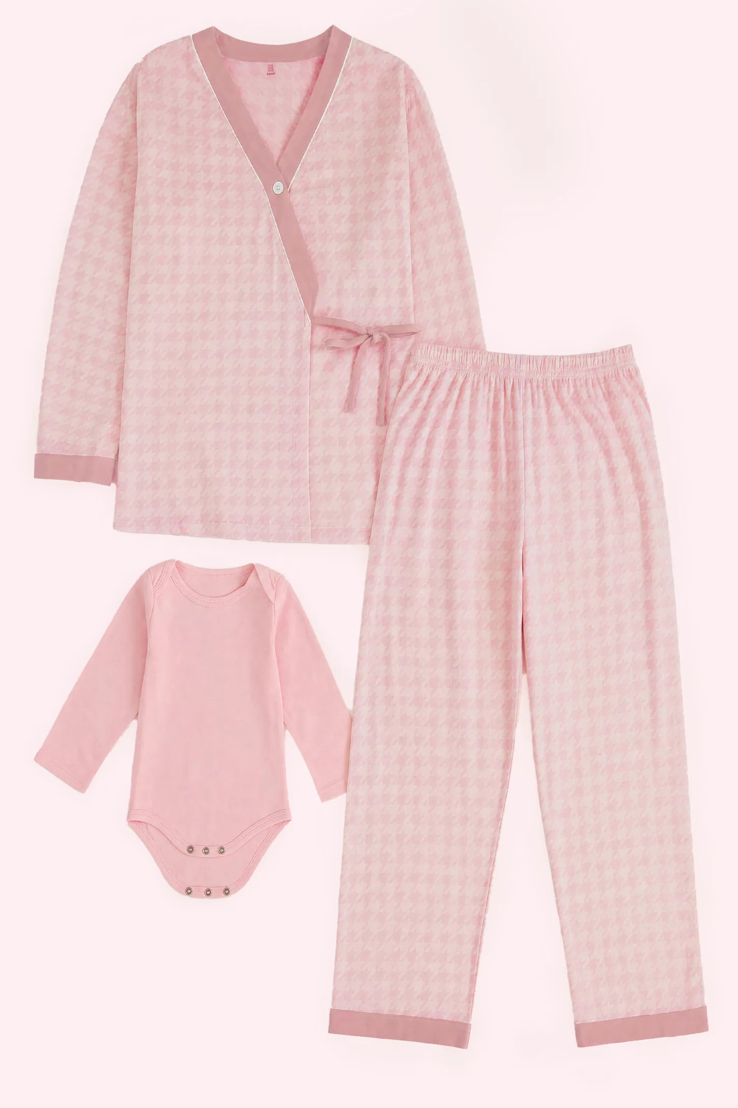 Cotton Houndstooth Nursing Pajama Set