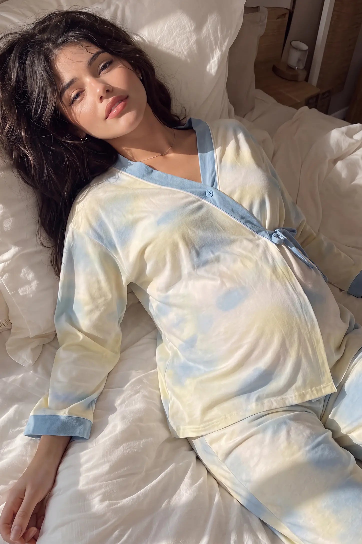 Cotton Tie-Dye Maternity & Nursing Pajama Set