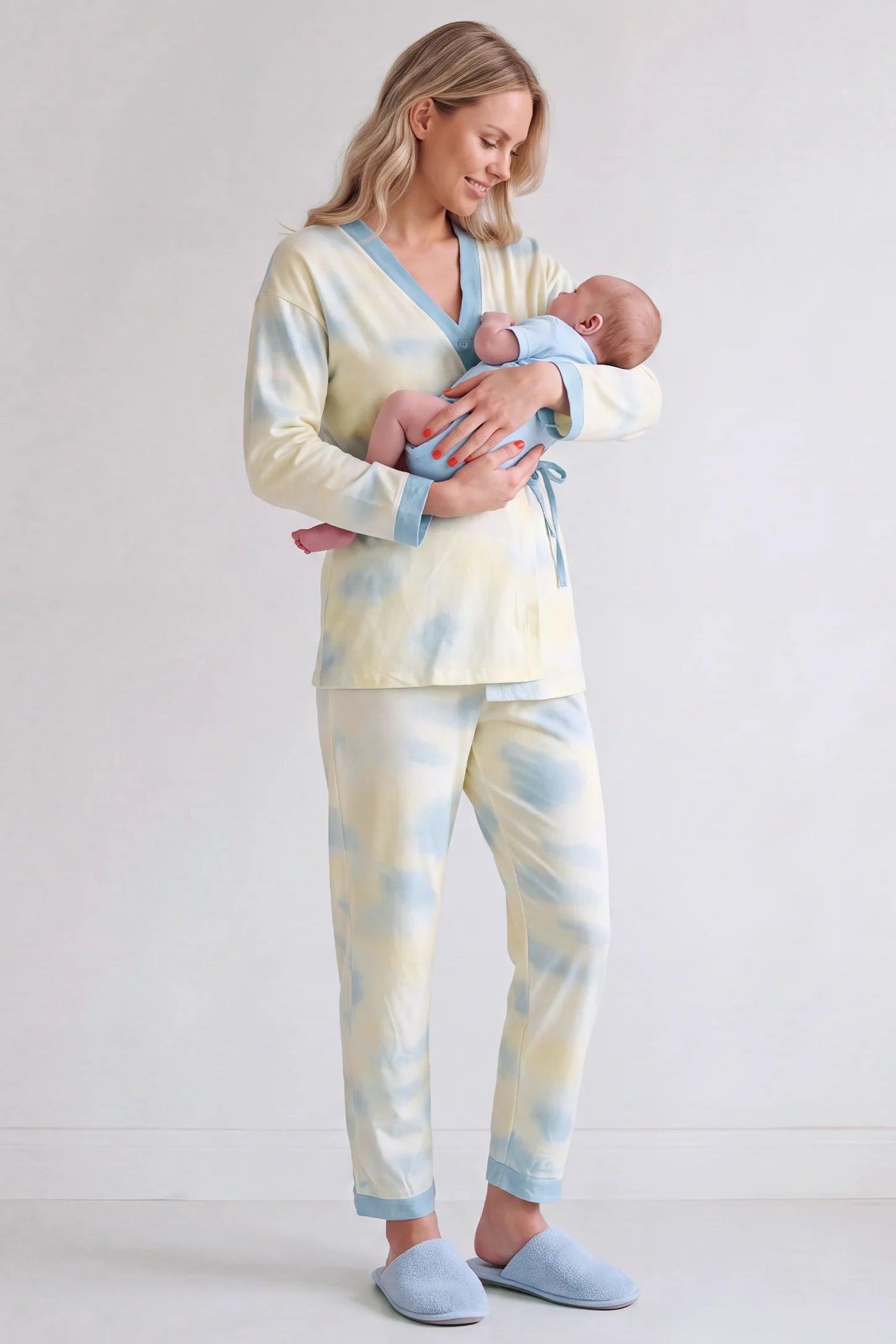 Cotton Tie-Dye Maternity & Nursing Pajama Set