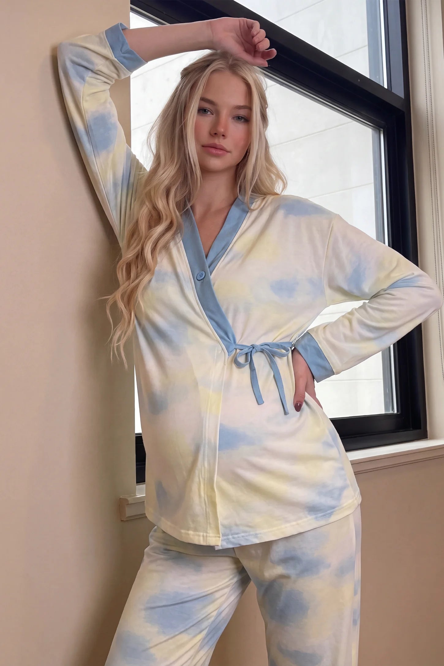 Cotton Tie-Dye Maternity & Nursing Pajama Set