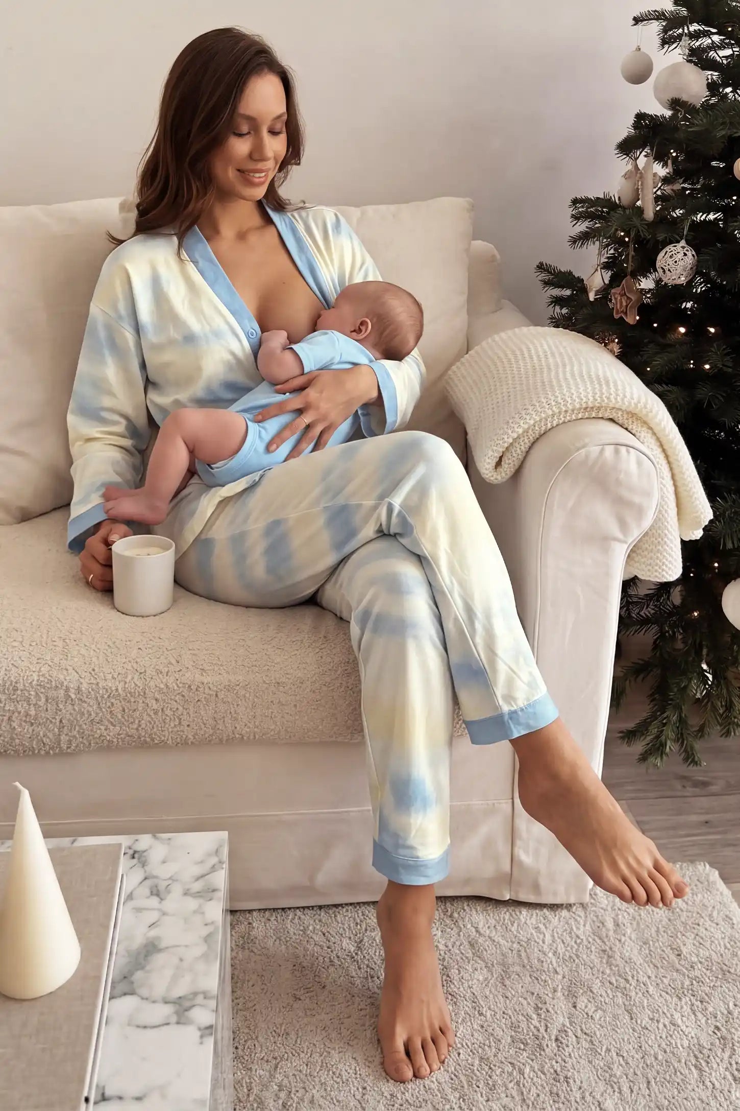 Cotton Tie-Dye Maternity & Nursing Pajama Set