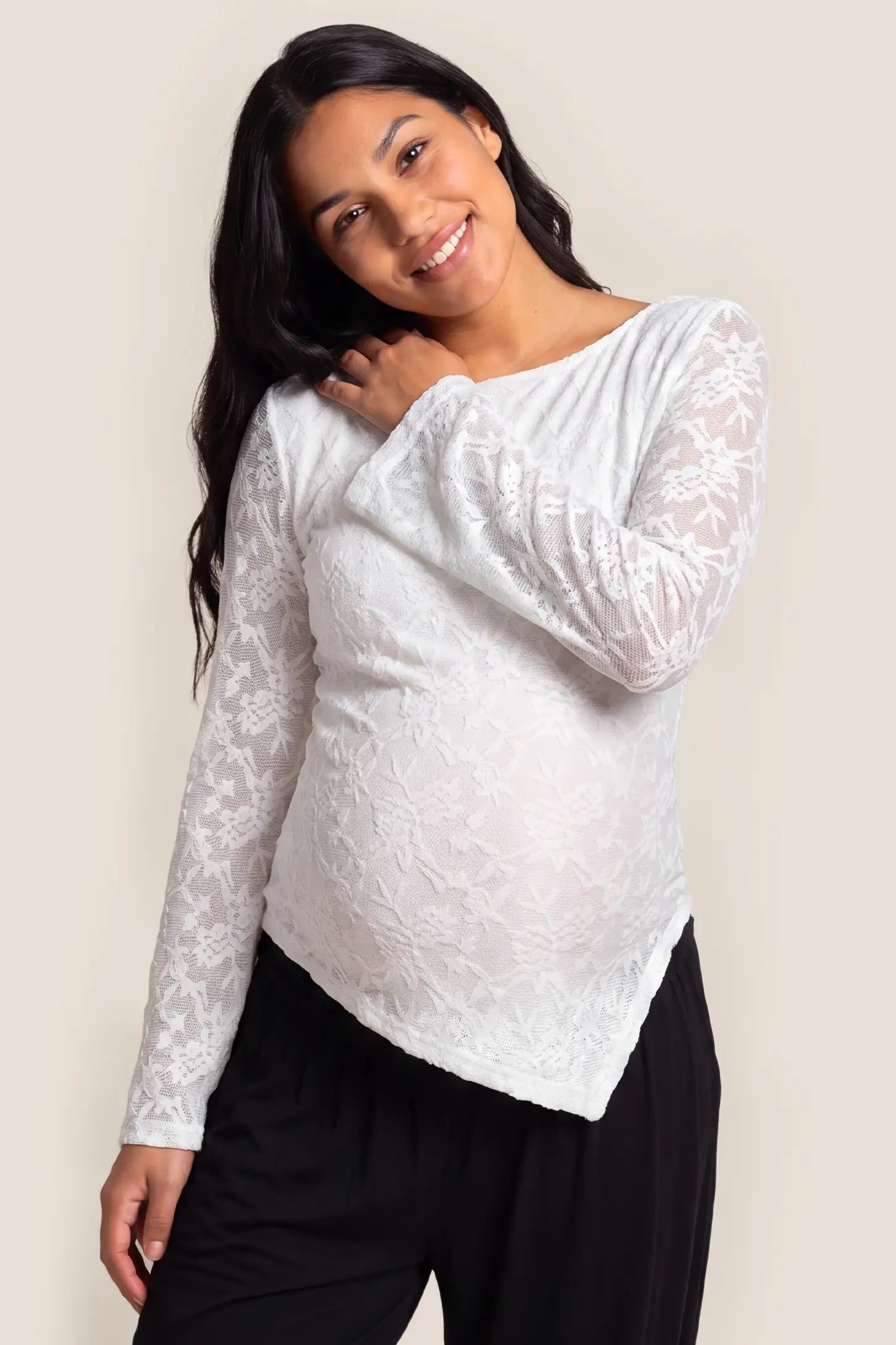 Bell Sleeve Lace Maternity Top