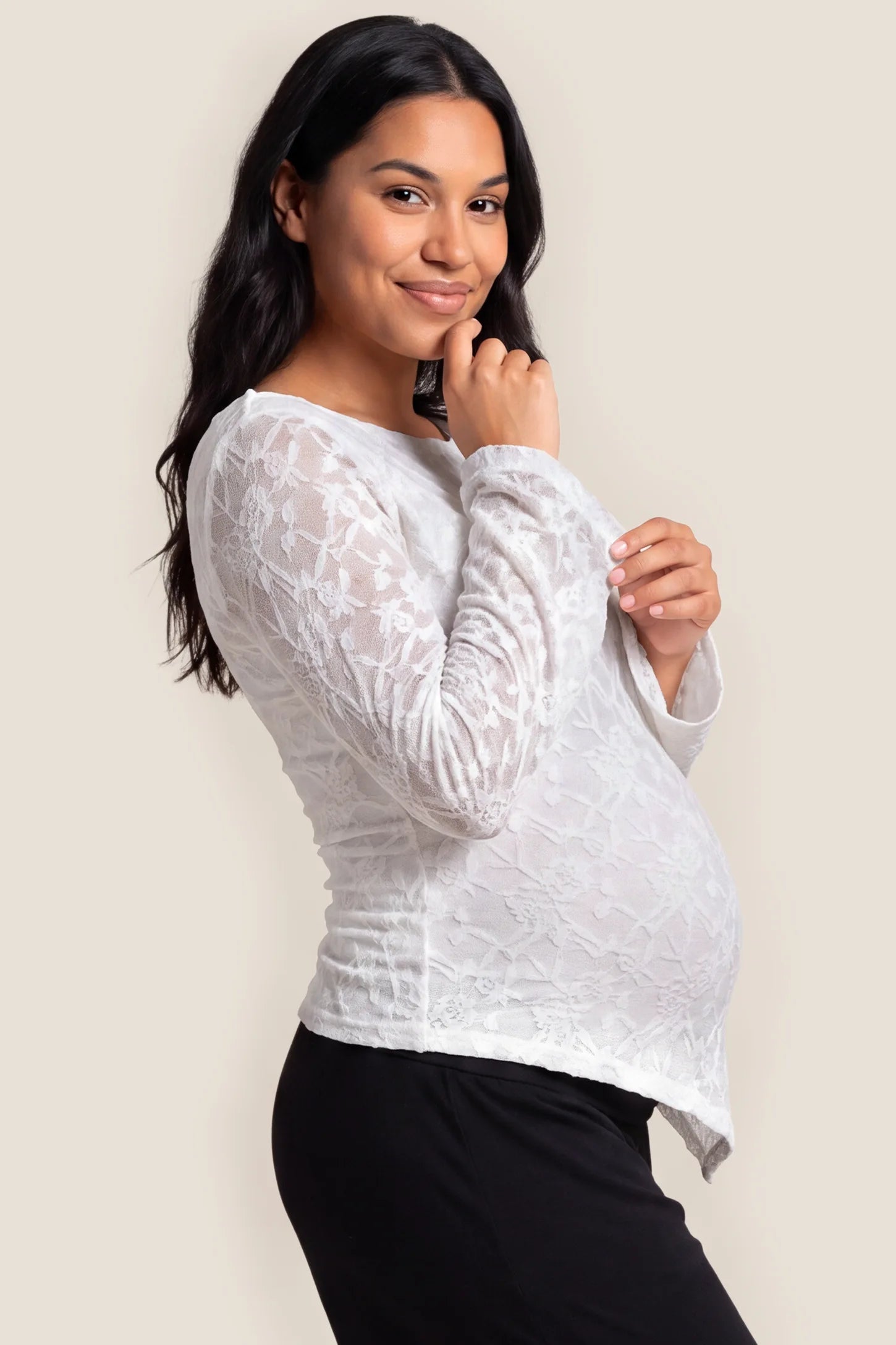 Bell Sleeve Lace Maternity Top