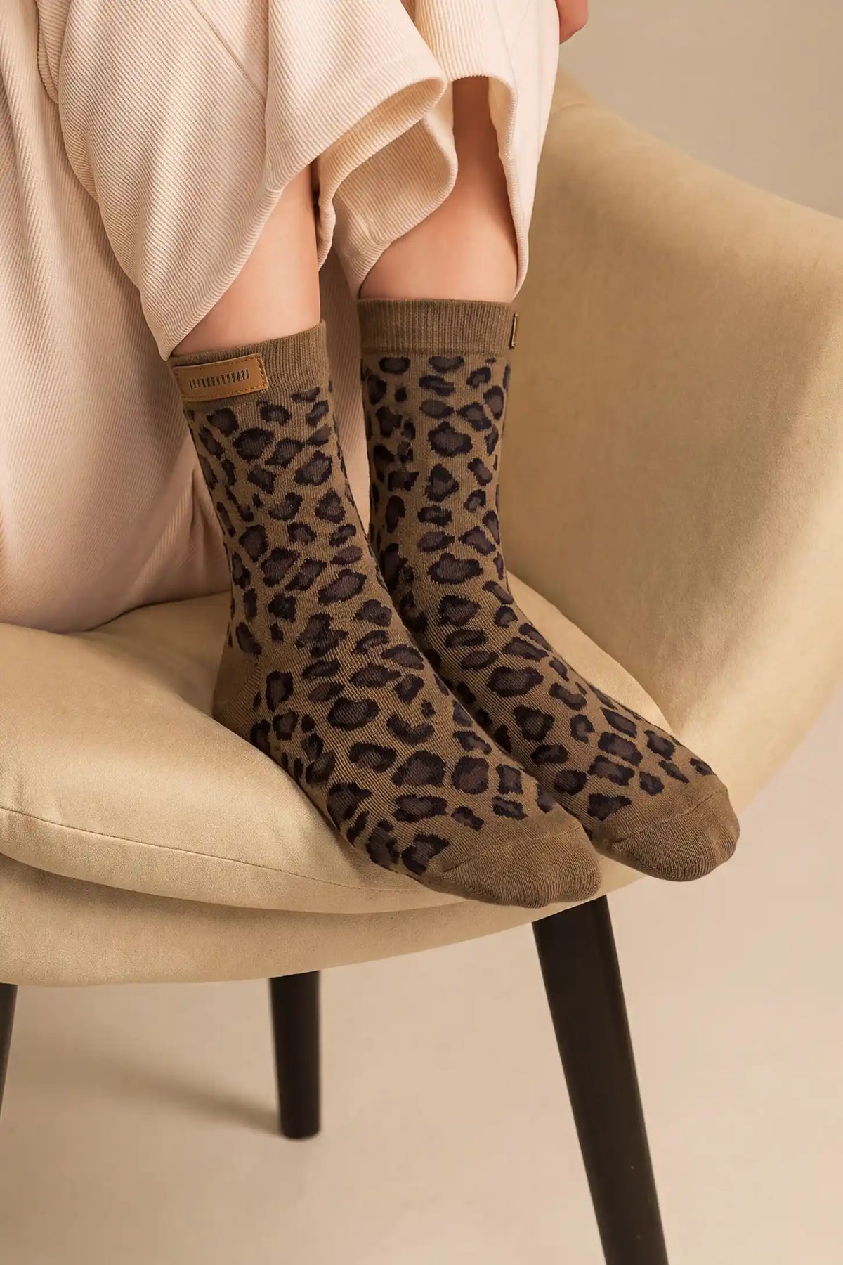 Leopard Print Mid-Calf Socks