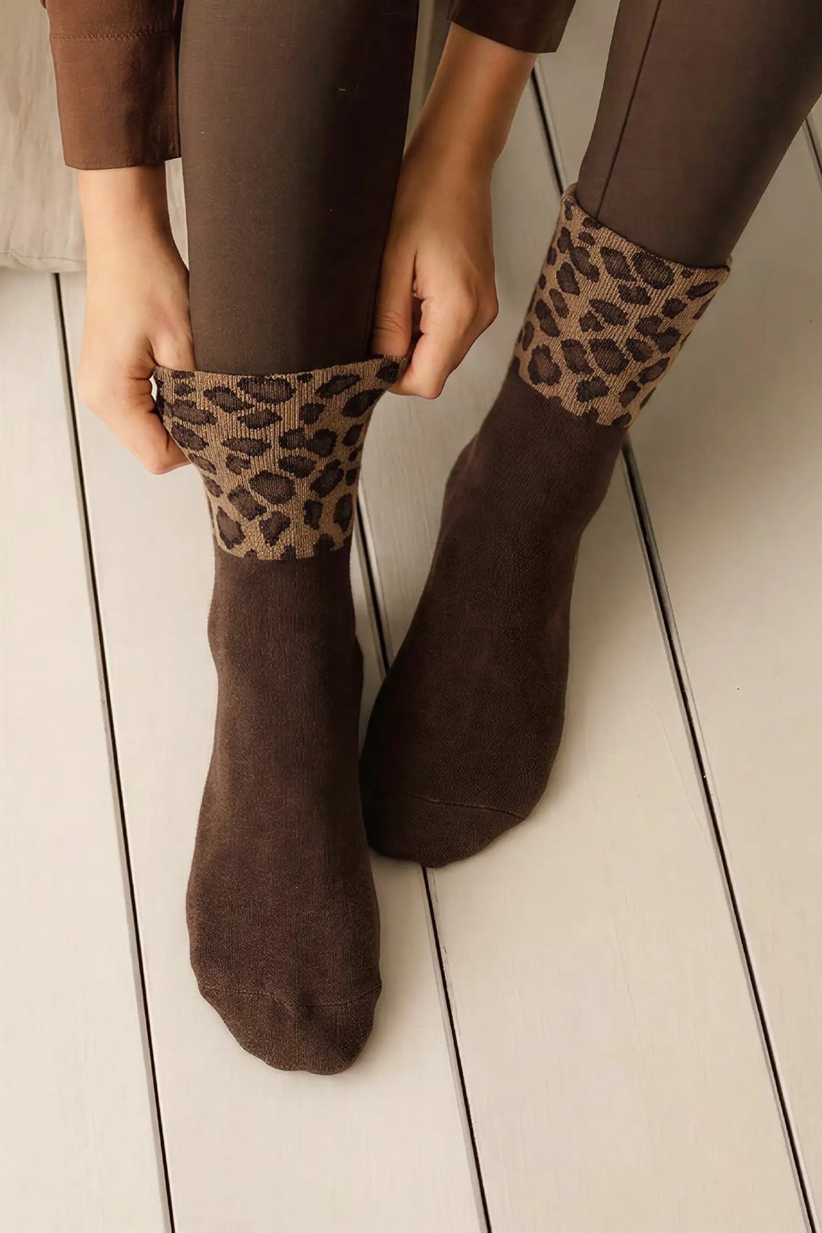 Leopard Print Mid-Calf Socks