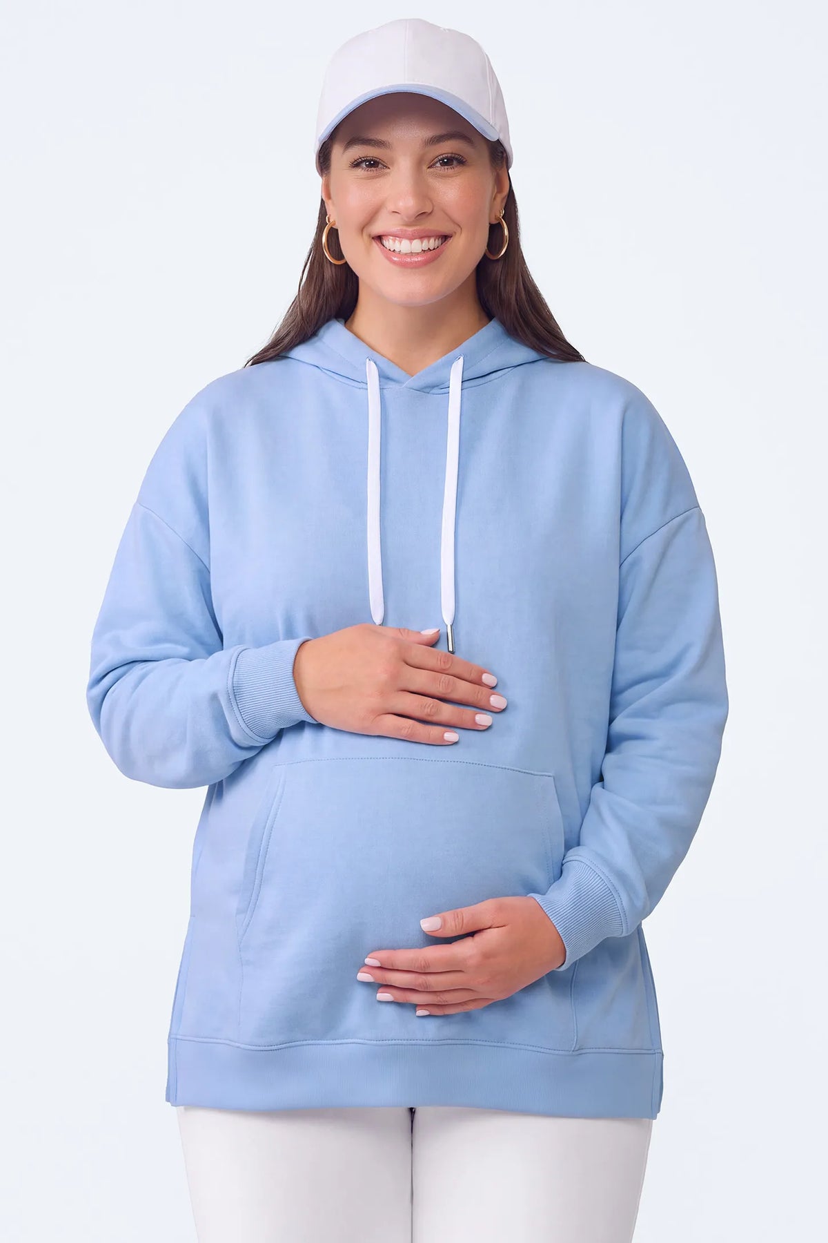 Maternity Side-Slit Kangaroo Pocket Hoodie