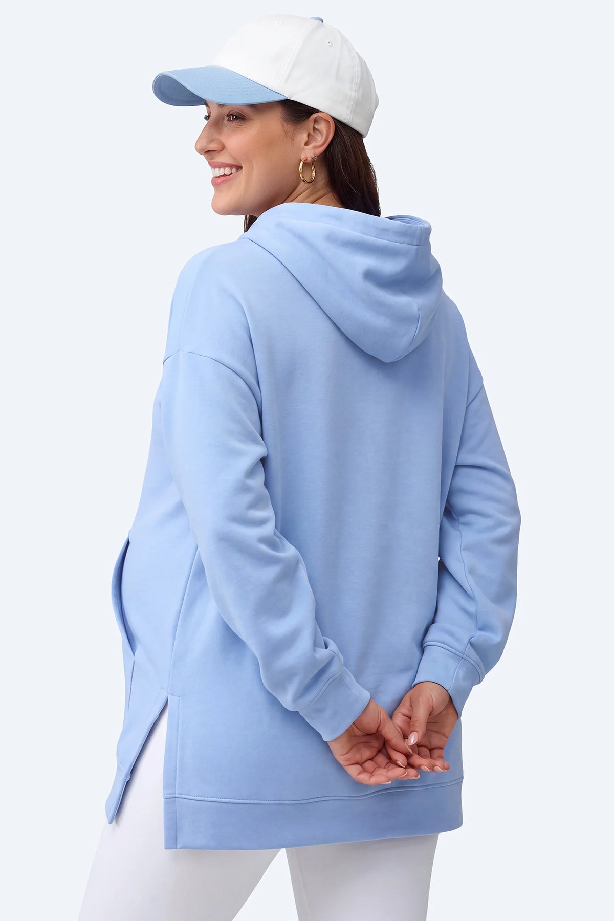 Maternity Side-Slit Kangaroo Pocket Hoodie