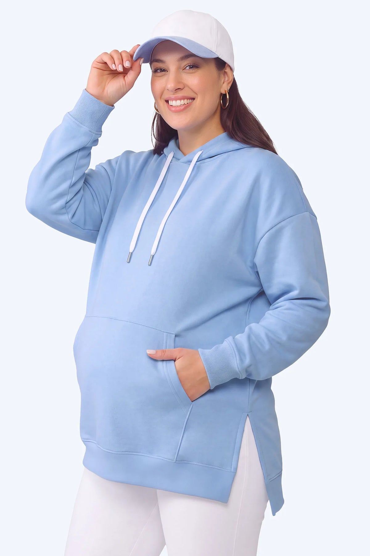 Maternity Side-Slit Kangaroo Pocket Hoodie
