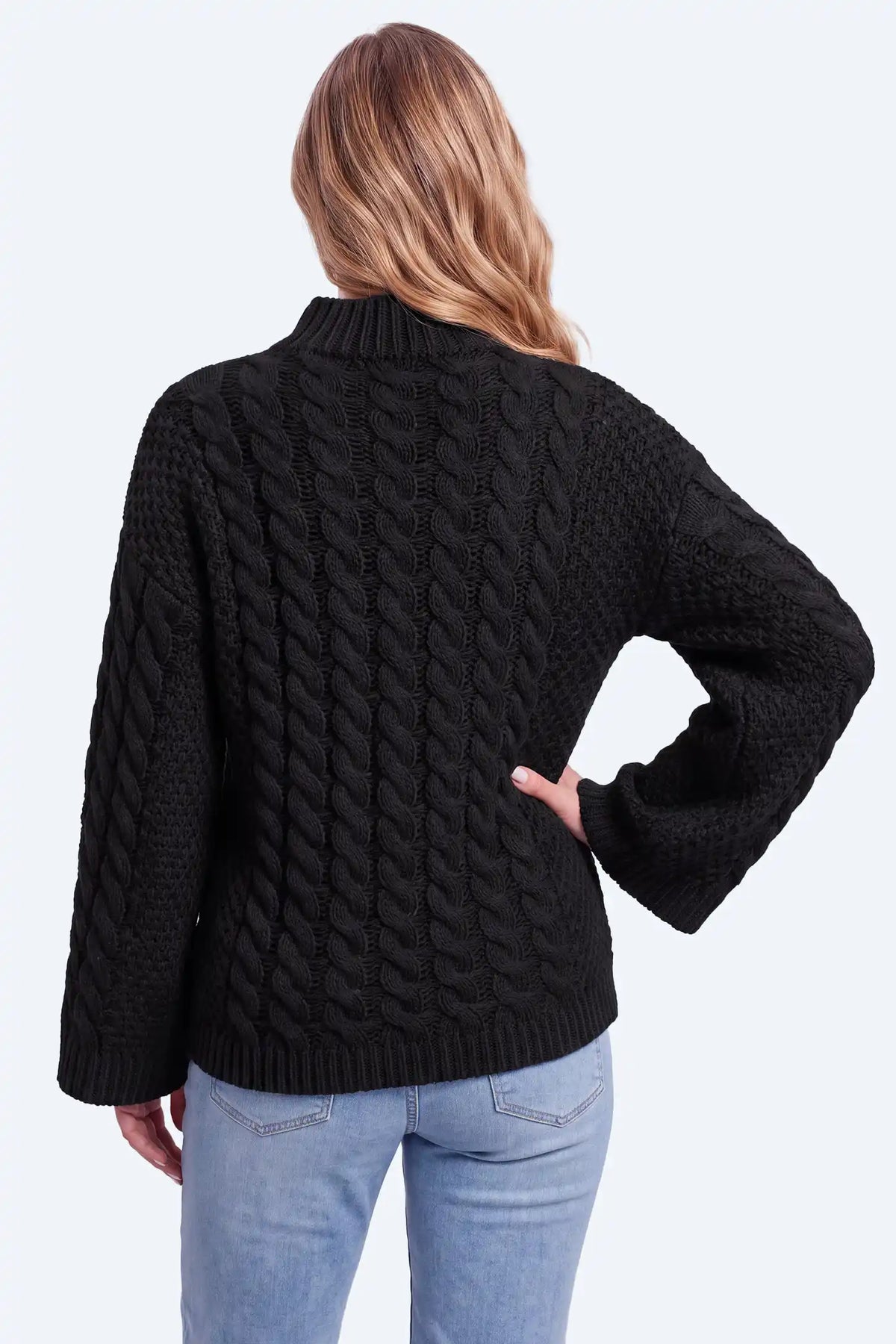 Maternity Cable Knit Mock Neck Sweater