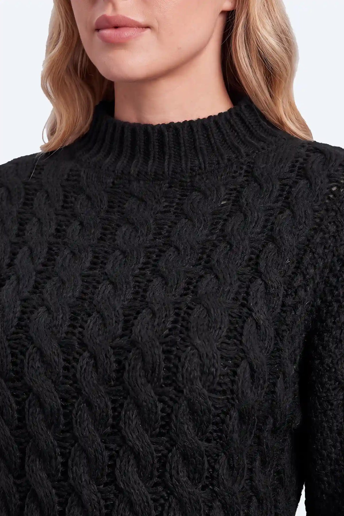Maternity Cable Knit Mock Neck Sweater