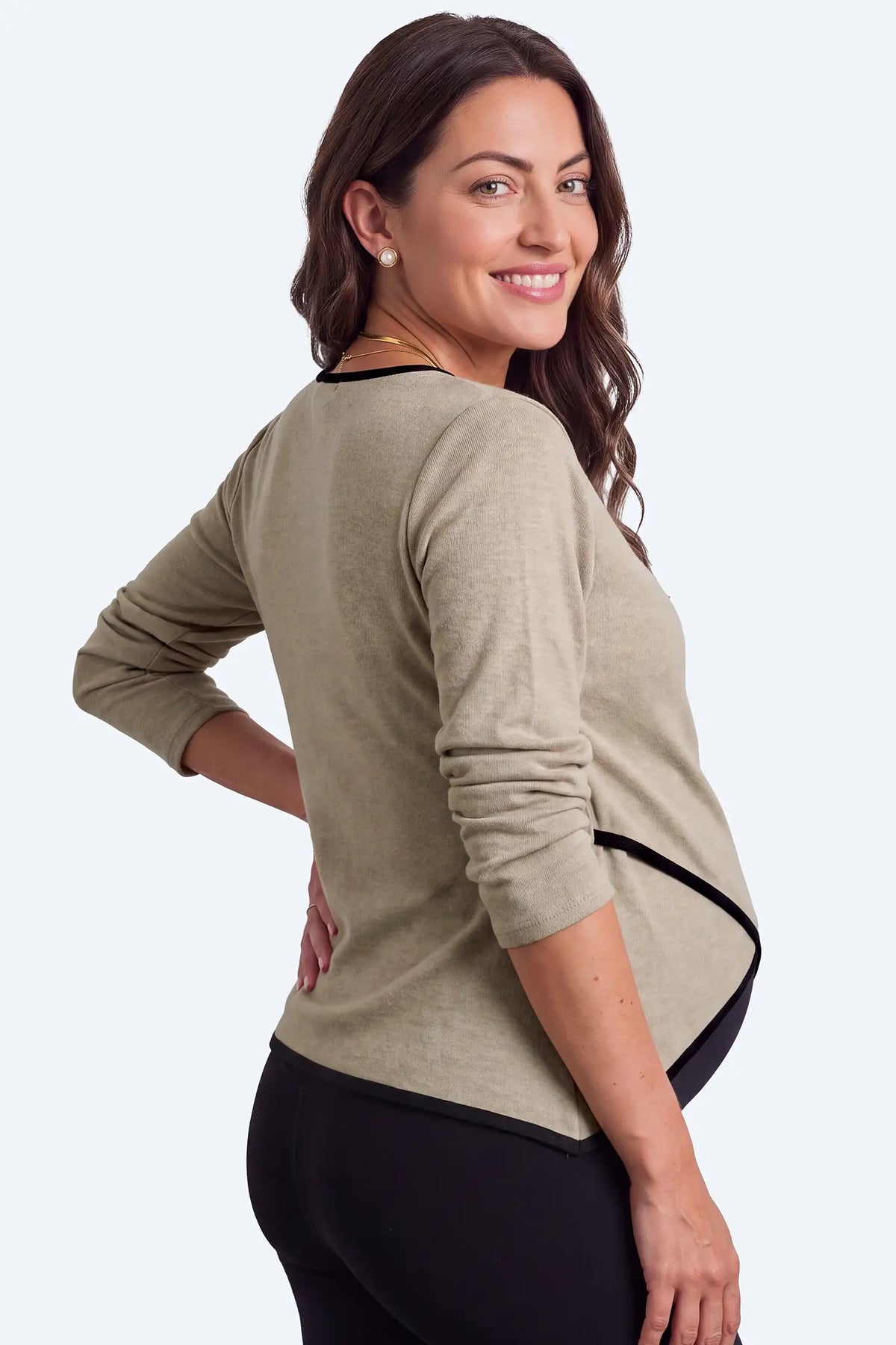 Maternity Contrast Trim Wrap Knit Top
