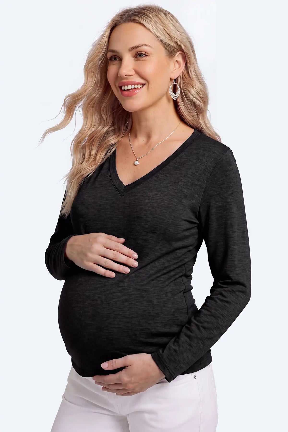 Essential Maternity V-Neck Long-Sleeve Top