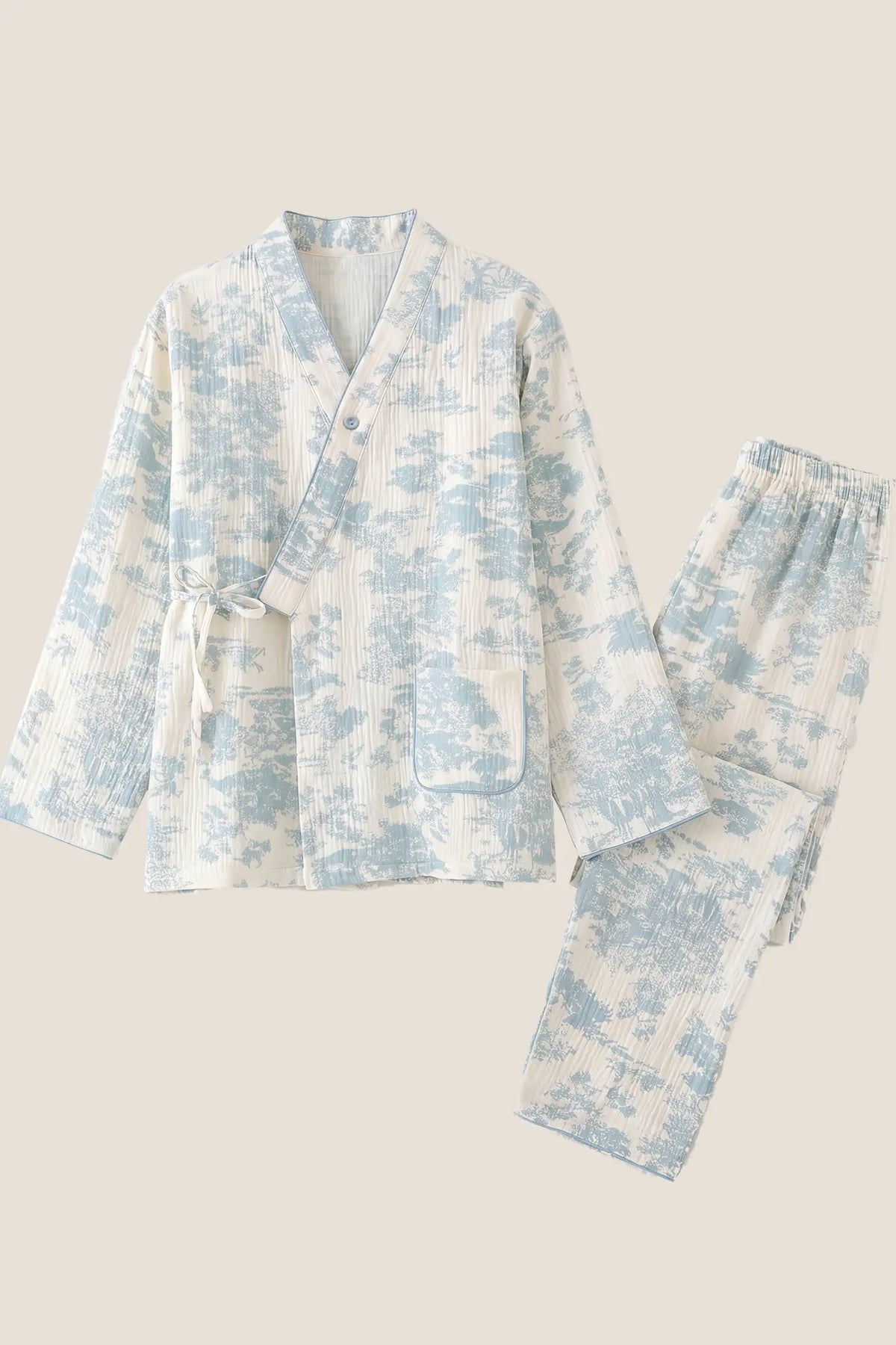 Cotton Gauze Kimono Maternity Pajama Set